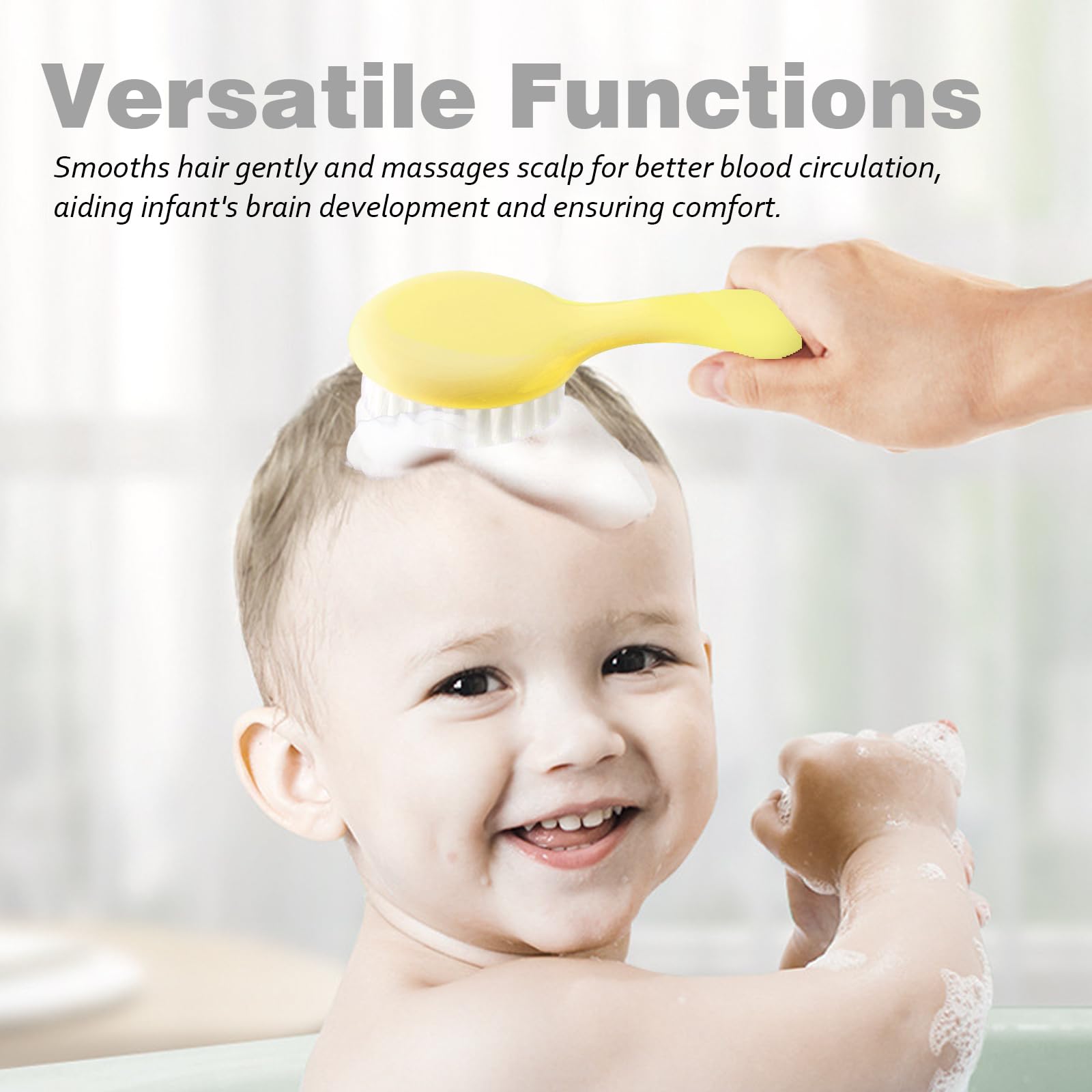 Baby-Haarkamm-Set, weiche Baby-Haarbürste, Babykamm, Haarkamm-Set, Neugeborene, Baby-Haarbürste und Kamm-Set, Babypflege, Haarbürste für Mädchen und Jungen, Baby-Haarbürsten-Set für Neugeborene, Gelb