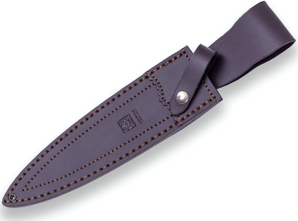 Joker Hunting Knife CN108 Colmillo, Deer Horn Handle, 8.66 inches MOVA Steel Blade, Brown Leather Sheath, Tool for Fishing, Hunting, Camping and Hiking