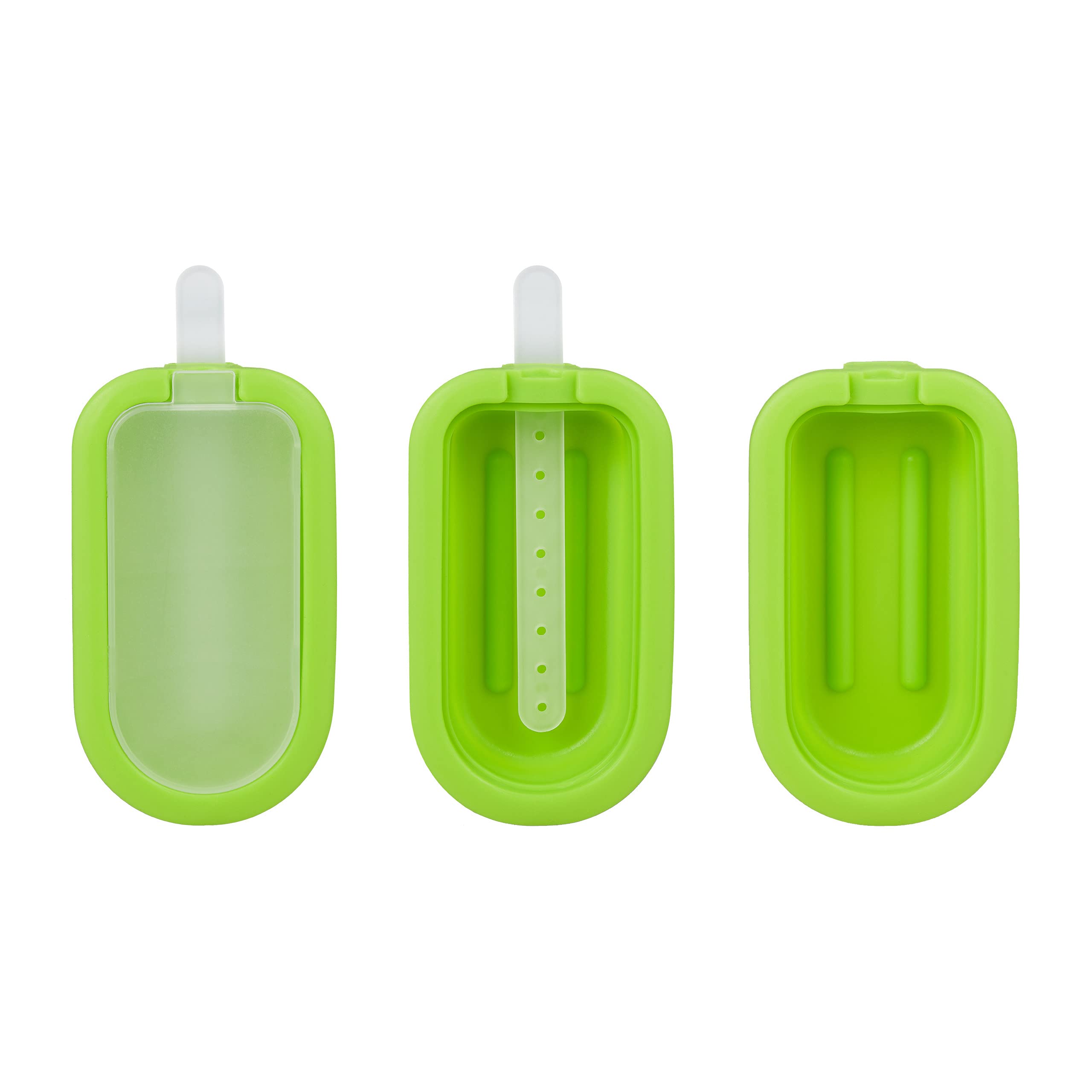 Relaxdays Set 4 Moldes Helados, Silicona sin BPA, Polos Caseros con Palo, Politos de Hielo, Verde/Azul/Rosa/Amarillo