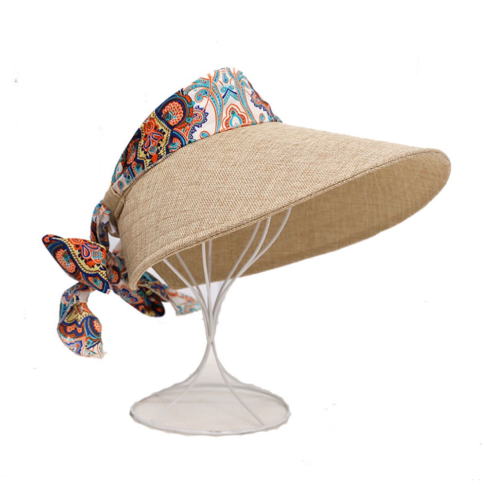 ALLDECORWomen Lace Empty Top Hat Outdoor Travel Sun Hat Bow Sun Protective Cap