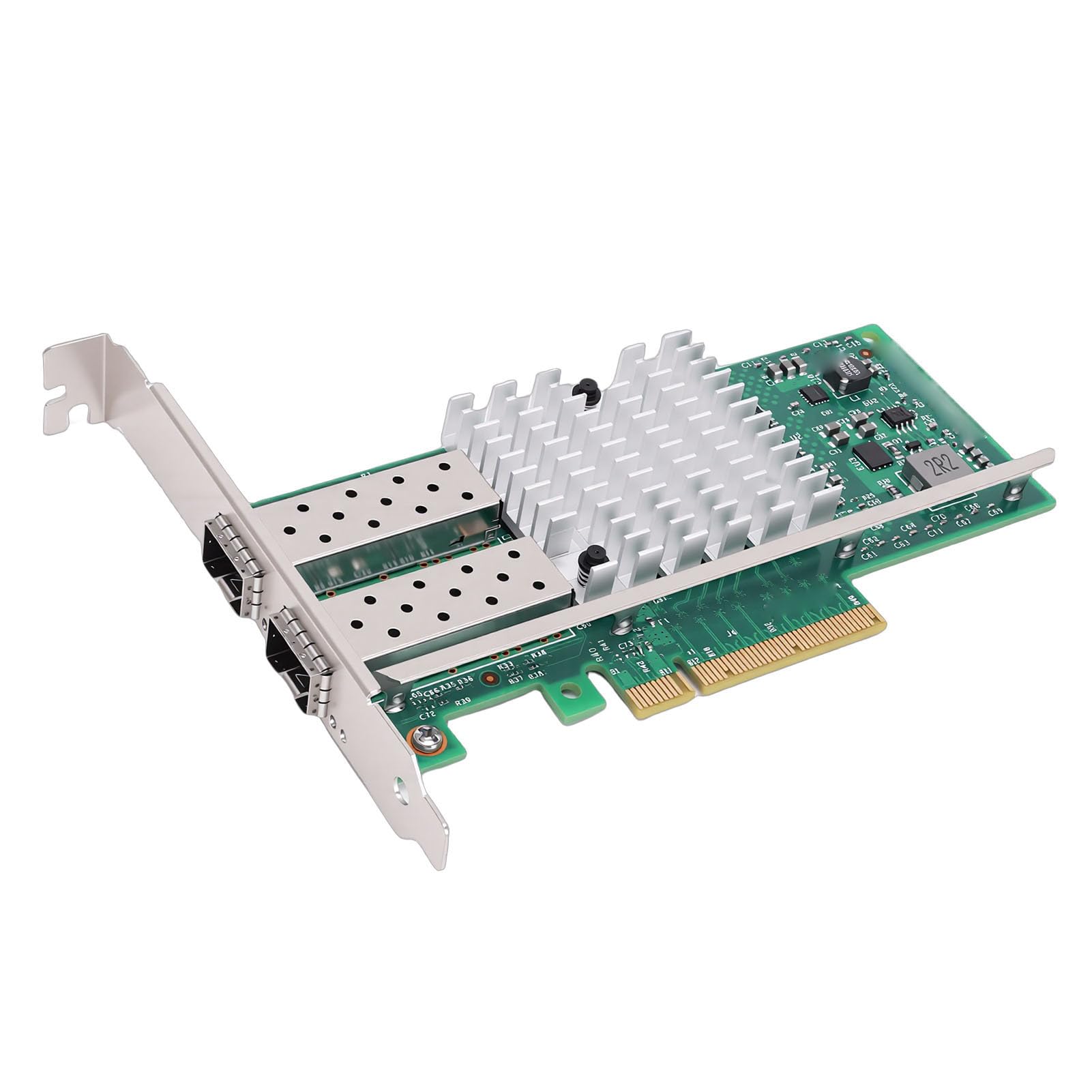 Fabater Adattatore Affidabile per Scheda di Rete in Fibra Ottica PCI-E X8 con Doppia Porta SFP+ da 10 GB per Diversi Sistemi Operativi 1x