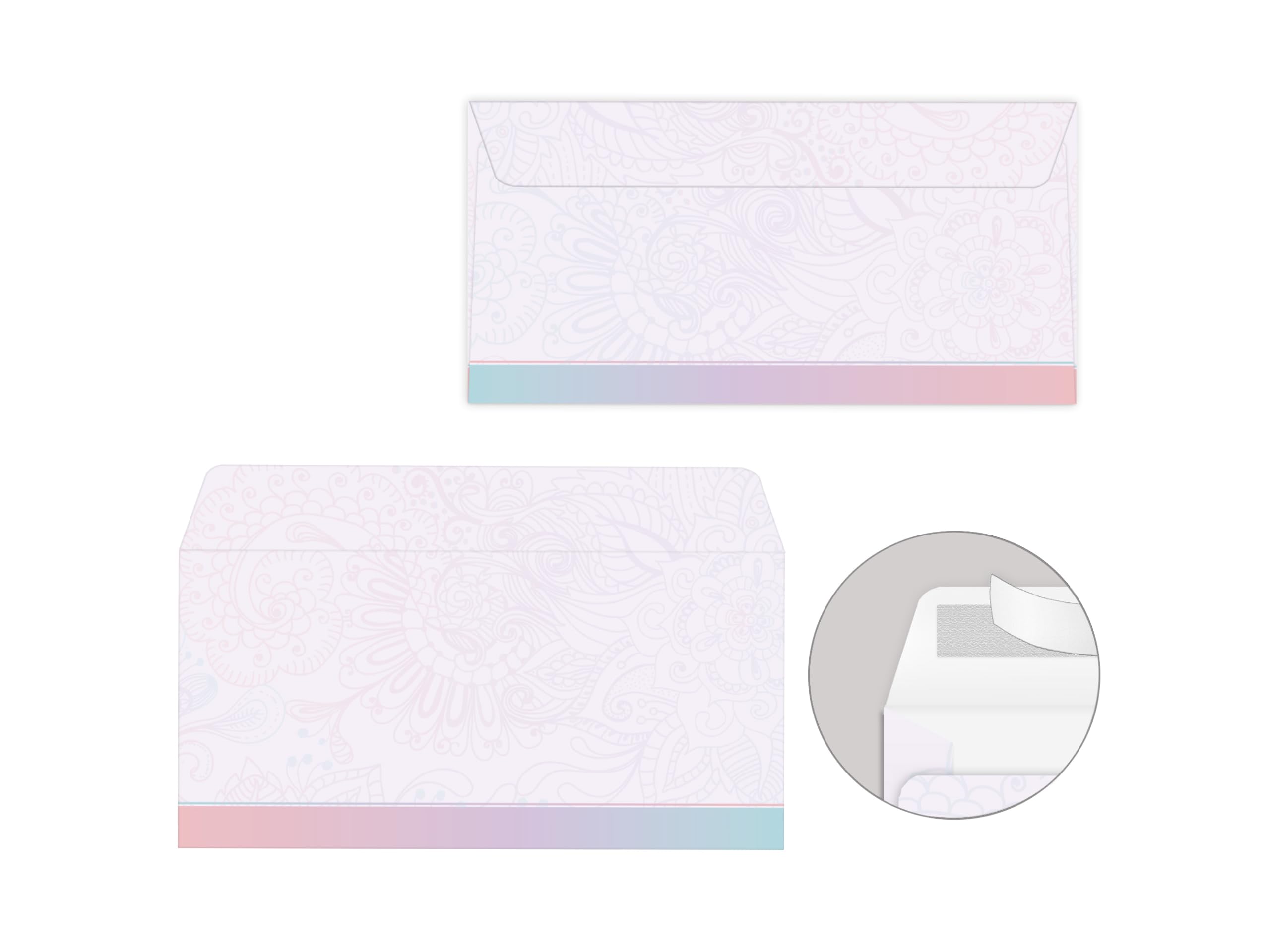 100 Gutscheine DIN lang (21x10,5 cm) mit 100 Kuverts DIN lang (22x11 cm) Ornament Schleife Gutscheine zum Ausfüllen Gutschein Geschenk Karte für Massage Wellness Kosmetik Nagelstudio Spa Beauty