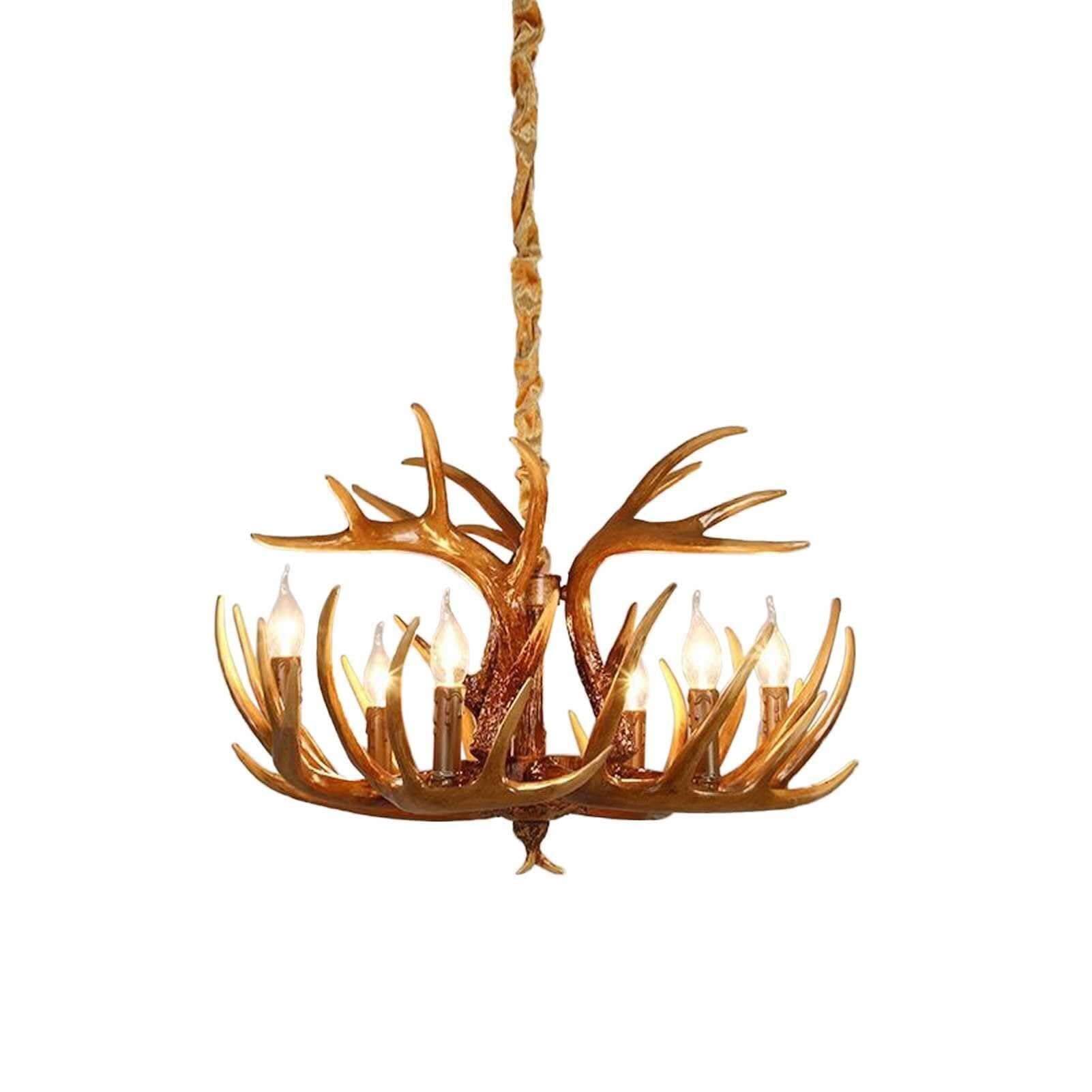 LYMSXAZOU Retro Antler Pendant Lights, Faux Antlers Ceiling Hanging Lamp, Resin Deer Horn for Room Bar Cafe