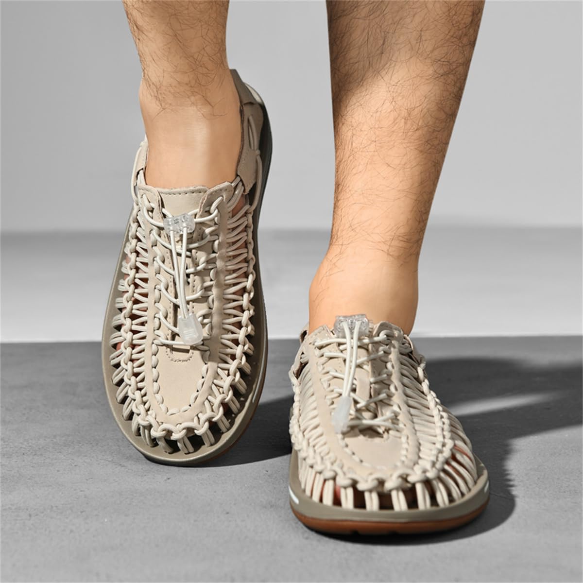Rope Sport Sandalen für Herren Sommer Fischerschuhe Herren Handgemachte gewebte Sandalen Schuhe Bequeme & Leichte Cord Strandsandalen