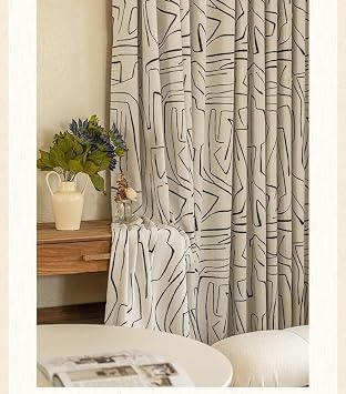 Geometric Blackout Window Curtains 1 Panel Bohemian Style Jacquard Darkening Curtains Rod Pocket Window Drapes for Living Room Bedroom 63" W x 84" L Cream