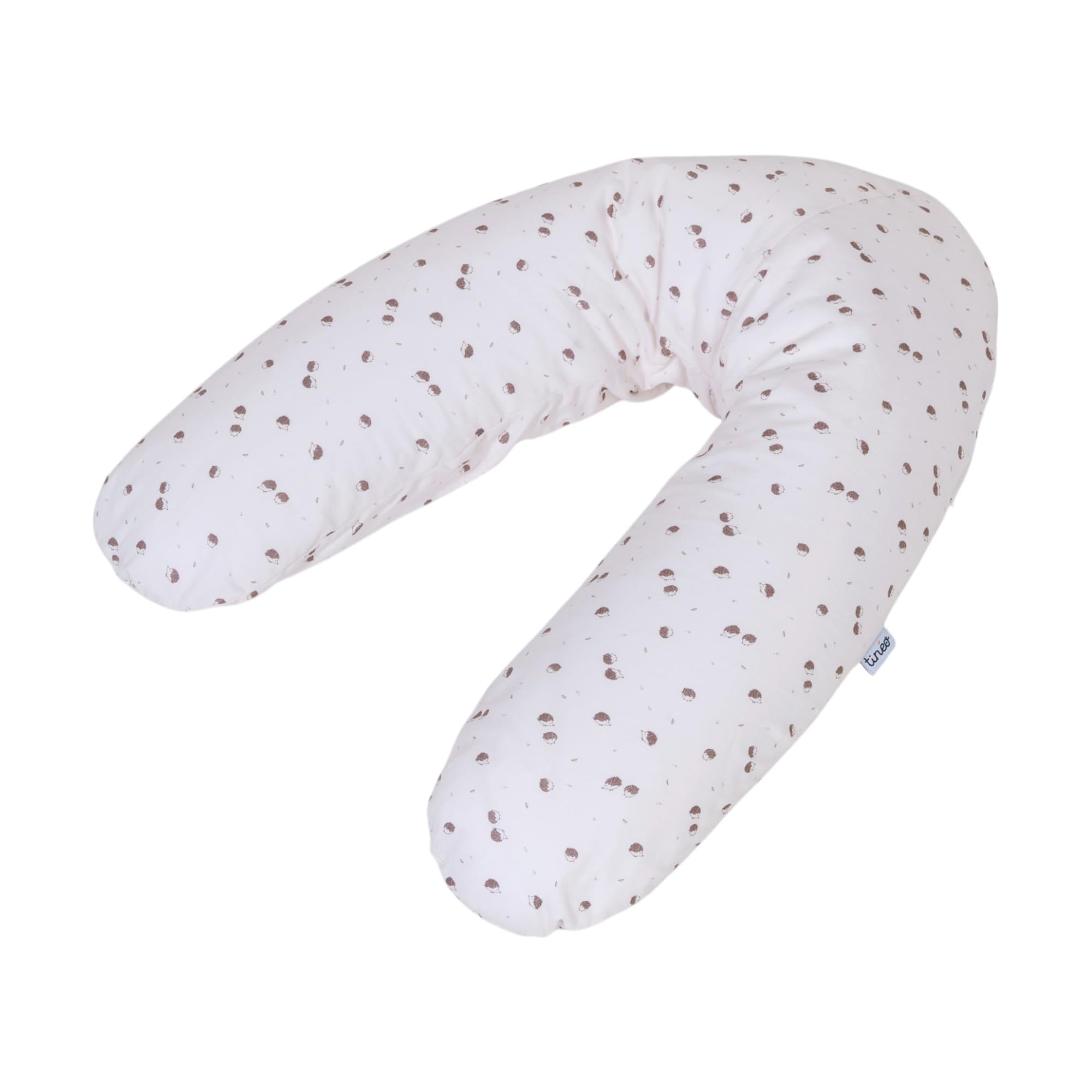 TINÉO - Coussin De Maternité, Coussin d'allaitement, Coussin de Grossesse, Multifonction 2 en 1, Soulager, Déhoussable, Fabriqué en France, 78x44cm (Jersey Ecru/Hérissons)