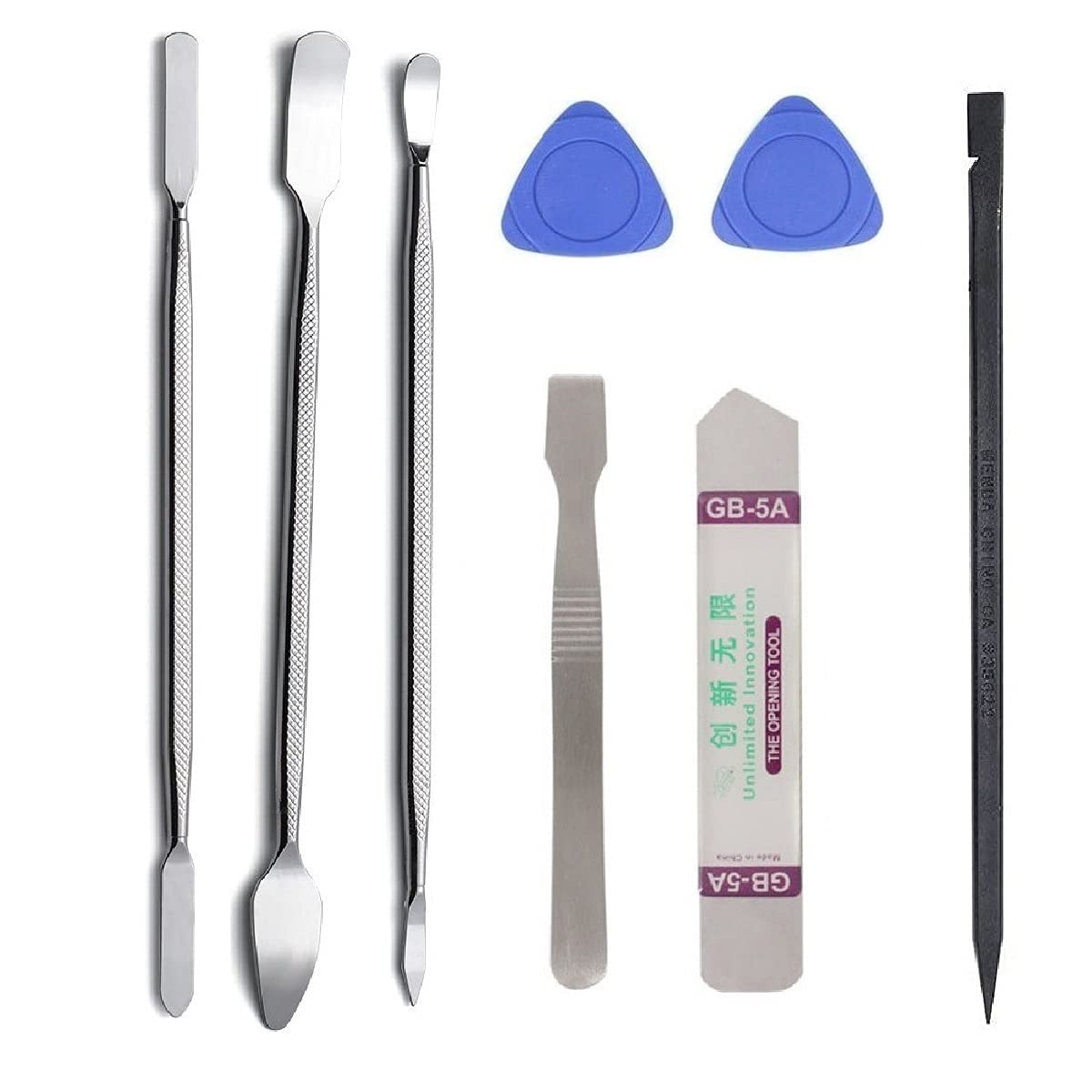 8 in 1 Opening Pry Tool Kit with 3 Pcs Metal Spudger Dual Ends Opening Pry Tools for disassemble the LCD display Phone, Tablet, Laptop and more