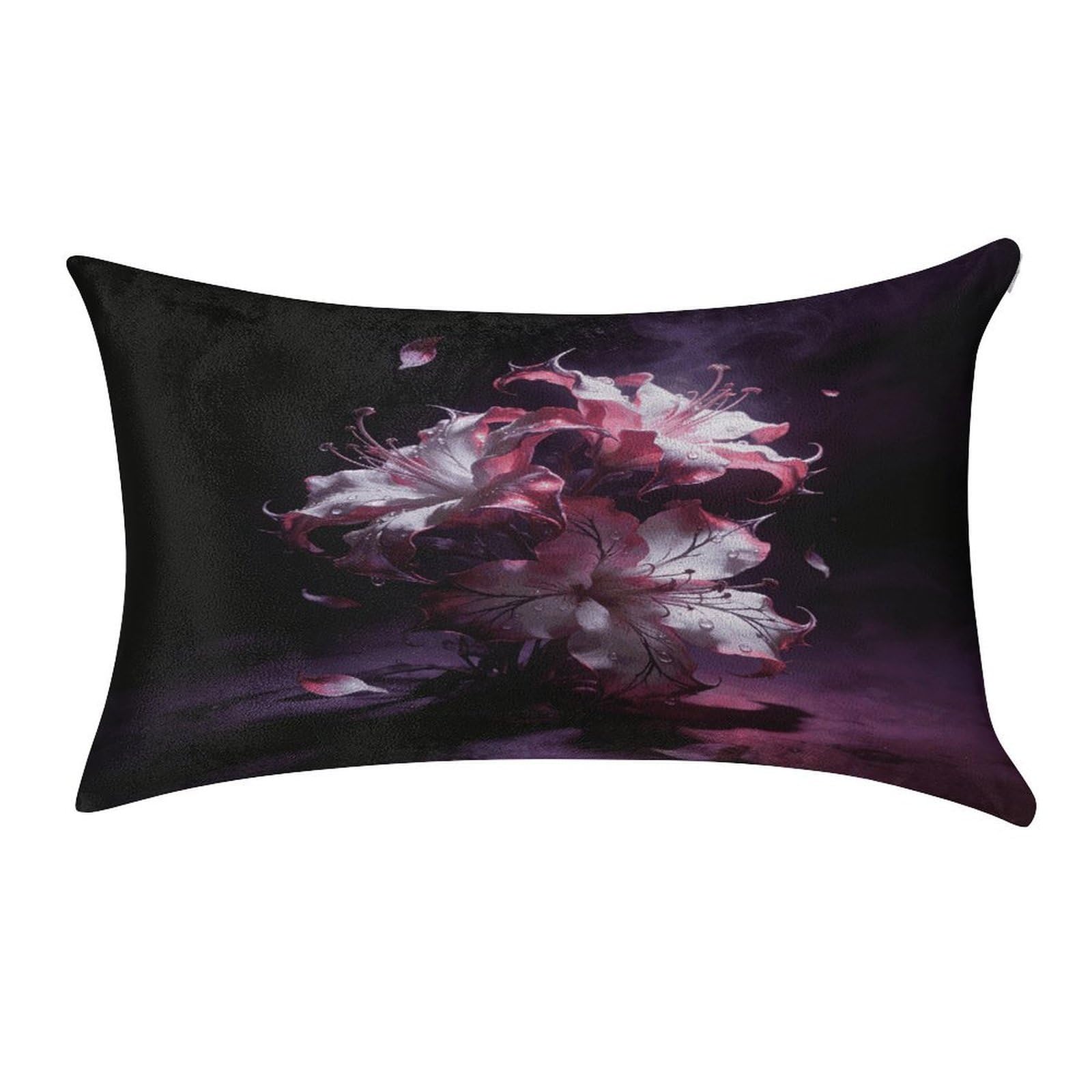 Fodpand Style Dark Fantasy Contrast Floral Pillowcase,Elegant Designed Home Decor,Velvet Pillowcase,Soft And Cozy,Pillow Case Cover With Hidden Zipper For Bedroom, Sofa, Couch