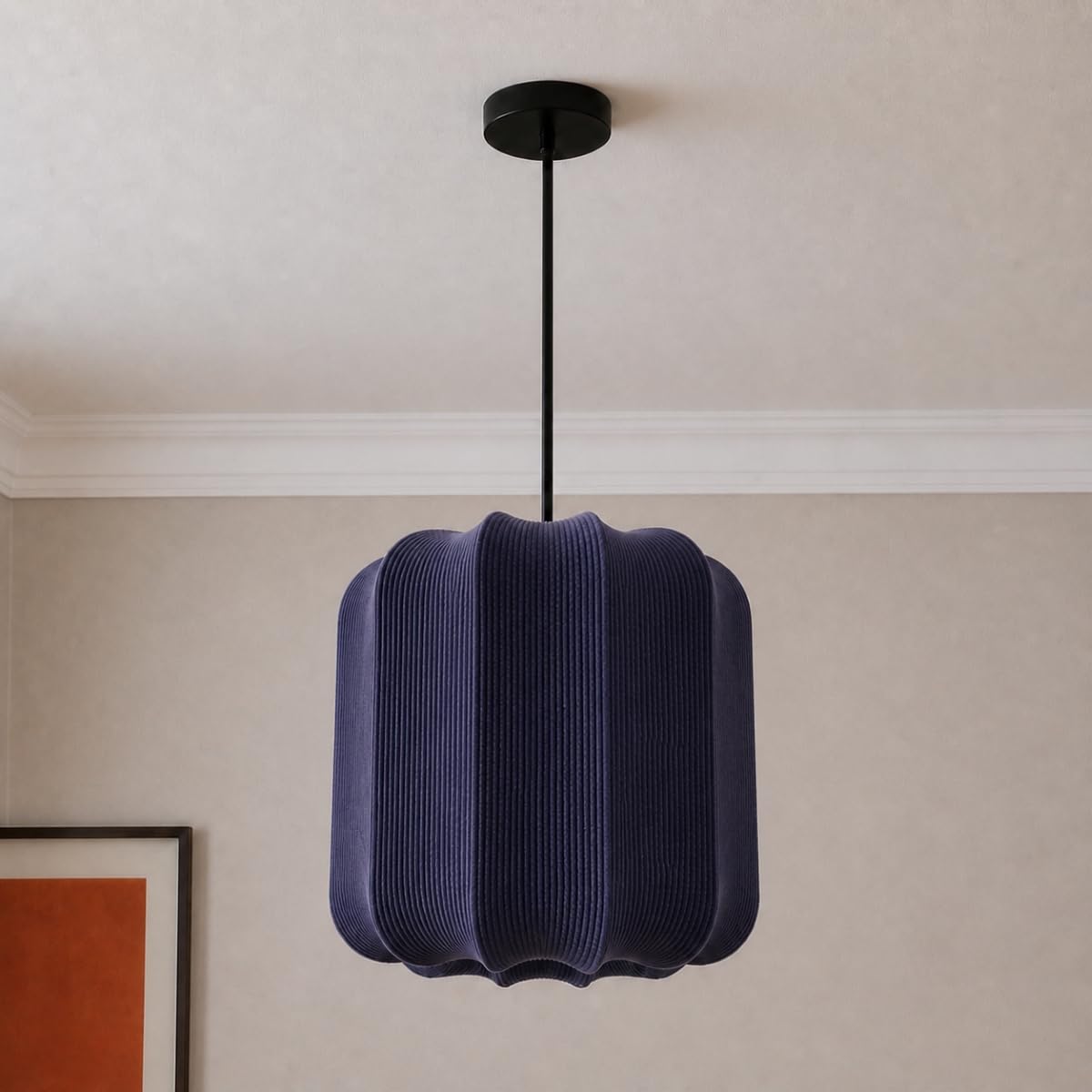 Cgc Lighting Navy Cylinder Indoor Lamp Shade Ribbed Stretch Cotton Fabric Hanging Ceiling Floor Table Lamp (Navy Cylinder)