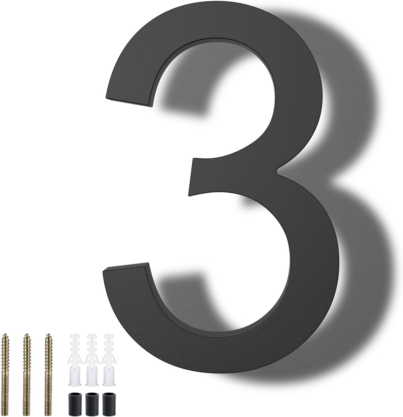 DEWEL 8 Inch Large Floating House Numbers, Black Acrylic Address Numbers for Outside, Modern 911 Visibility Signage with Mounting Nail Kit, Weatherproof Exterior Decor for Garage Gate Mailbox Wall