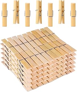 Clothes Pegs, 100 Pack Clothes Pegs for Washing Line Strong Laundry Pegs Super Grip Bamboo Washing Pegs for Washing Line Outside Non Slip