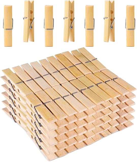 Clothes Pegs, 100 Pack Clothes Pegs for Washing Line Strong Laundry Pegs Super Grip Bamboo Washing Pegs for Washing Line Outside Non Slip