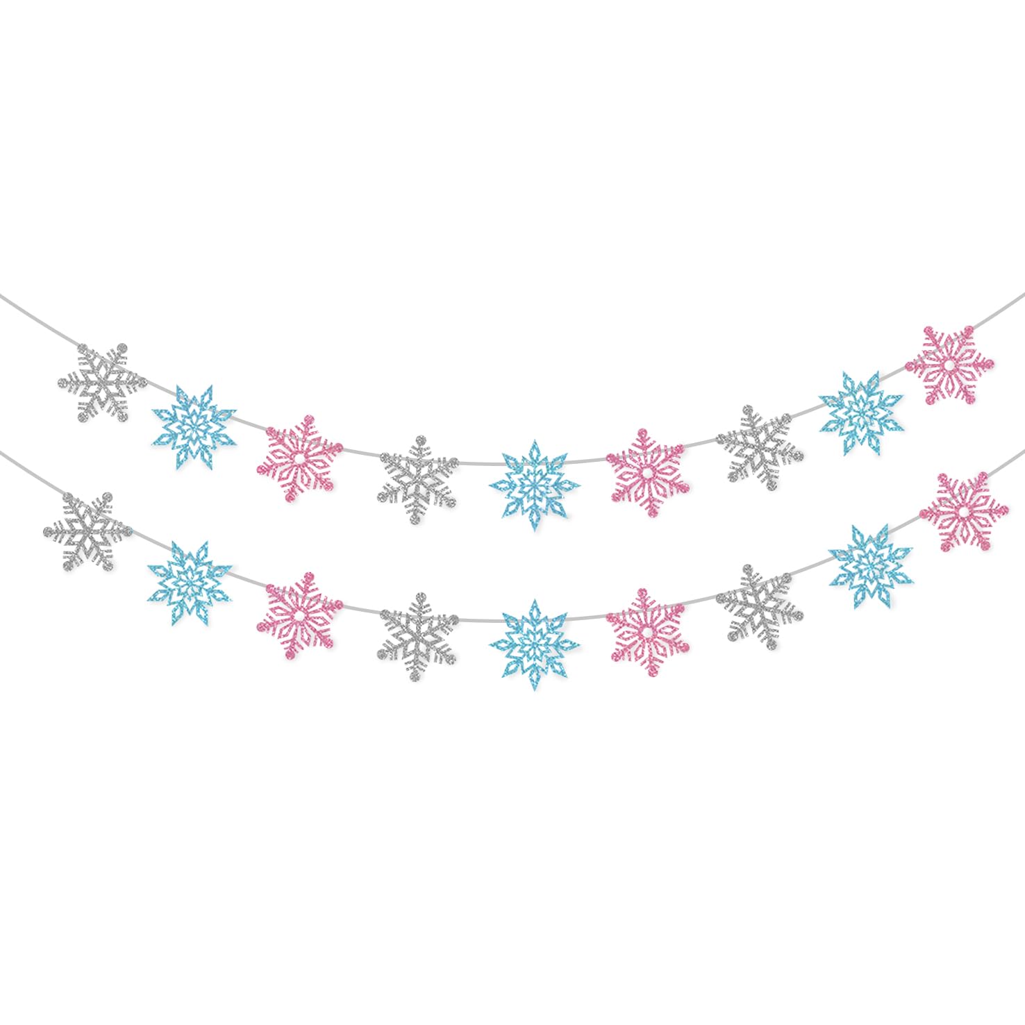 Guirlande flocon de neige rose pour déco anniversaire hiver et Noël