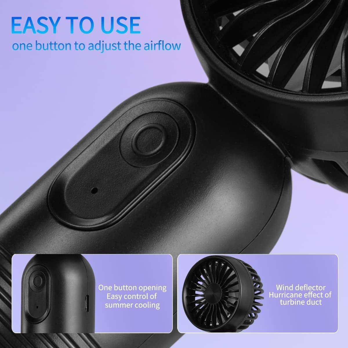 Mini ventilador portátil recargable por USB, ligero, velocidad del viento ajustable para alivio del calor en verano, ideal para uso diario, bonito diseño