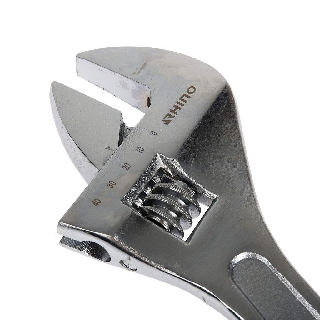 Rhino - Llave inglesa de gran apertura, llave inglesa ajustable, larga longitud 375 mm, alta calidad, fabricada en acero (cromo vanadium) - Garantía de por vida - varios tamaños disponibles