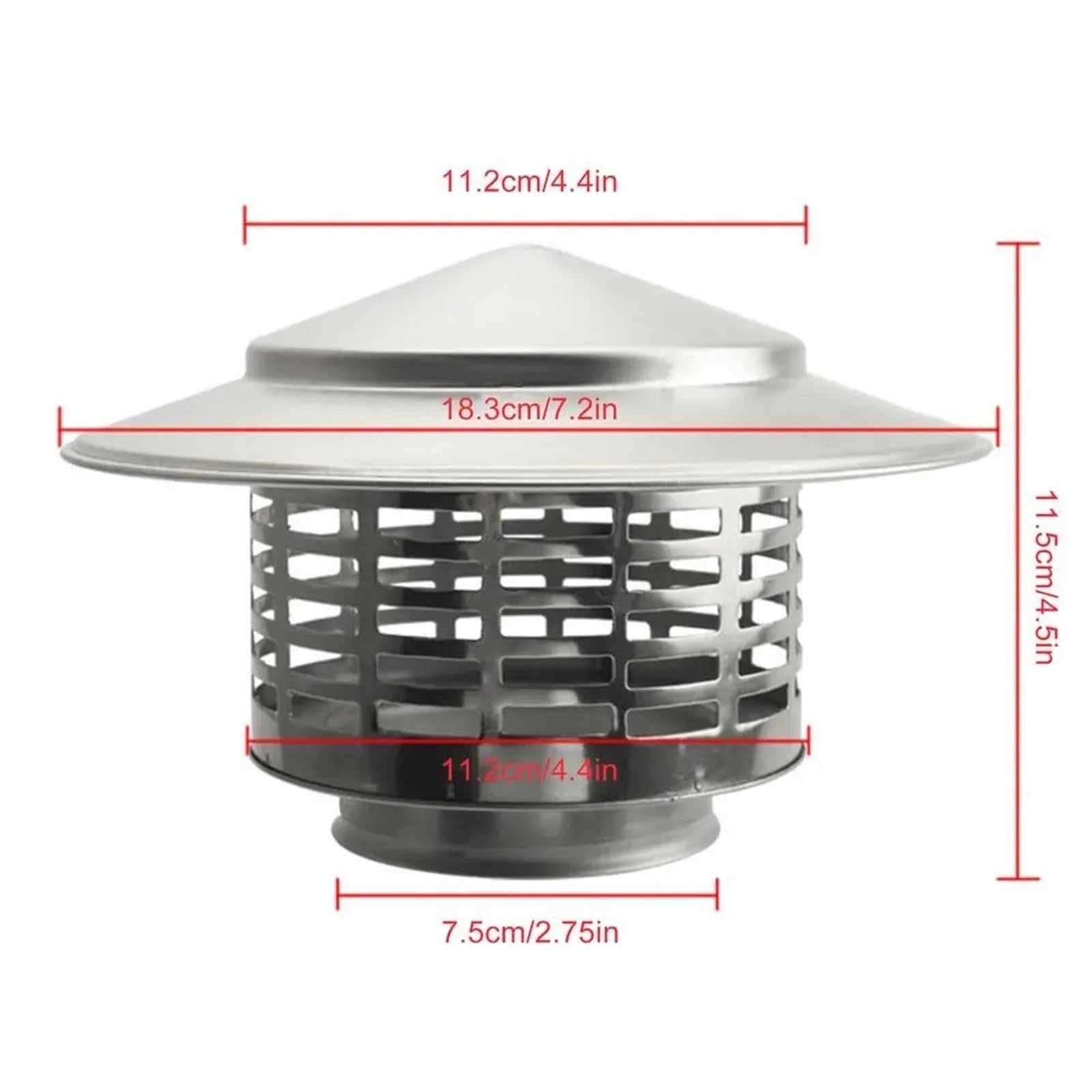 Sombrerete Chimenea Tapas for chimenea de 75-200mm, acero inoxidable, tubo escape humo en forma paraguas, tapa for lluvia, resistente a la intemperie(Inner dia 200mm)
