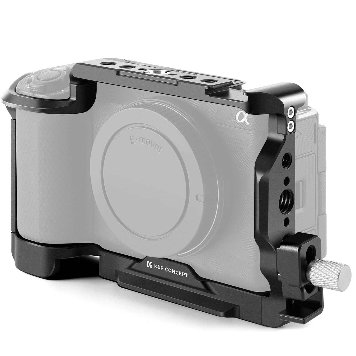 K&F CONCEPT Klatka na aparat kompatybilna z Sony ZV-E1 Ultralekka aluminiowa 135 g, mocne i stabilne z gwintem zimnym 1/4" i 3/8", silikonową podstawą, szybkim demontażem