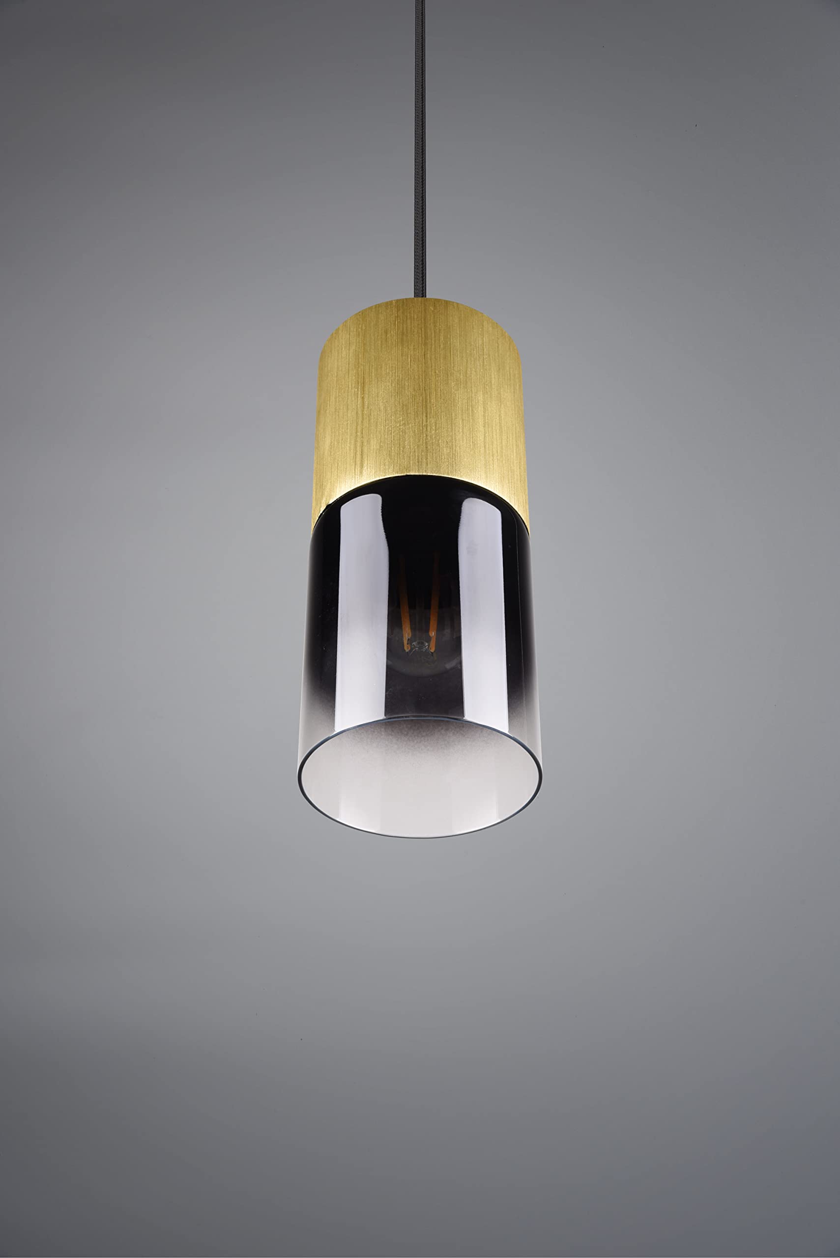 Trio Leuchten Lampa wisząca Robin 310600154, metal mosiądz matowy, szkło w kolorze przydymionym, ekskluzywna 1 x E27