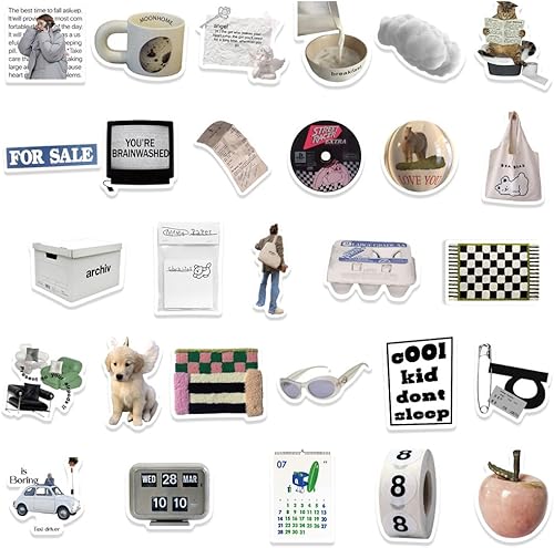 Miniatura 5 de ZJSXINDI Calcomanías estéticas impermeables para laptop, 57 piezas para botella de agua, laptop, computadora, patineta, parachoques, calcomanías