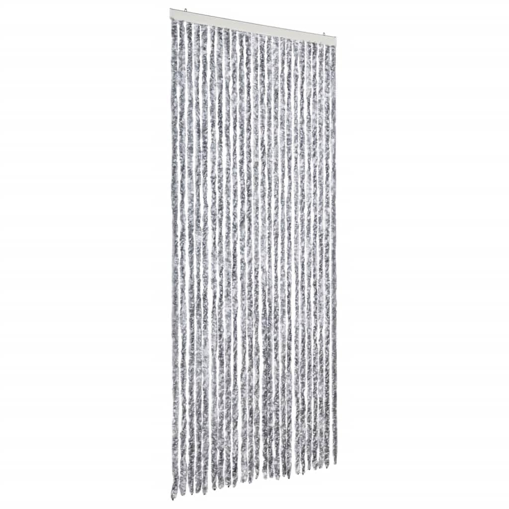 vidaXL Insect Curtain Removable Mosquito Fly Bug Door Net Guard Protection Screen Mesh Blind Pelmet White and Grey 100x220cm Chenille