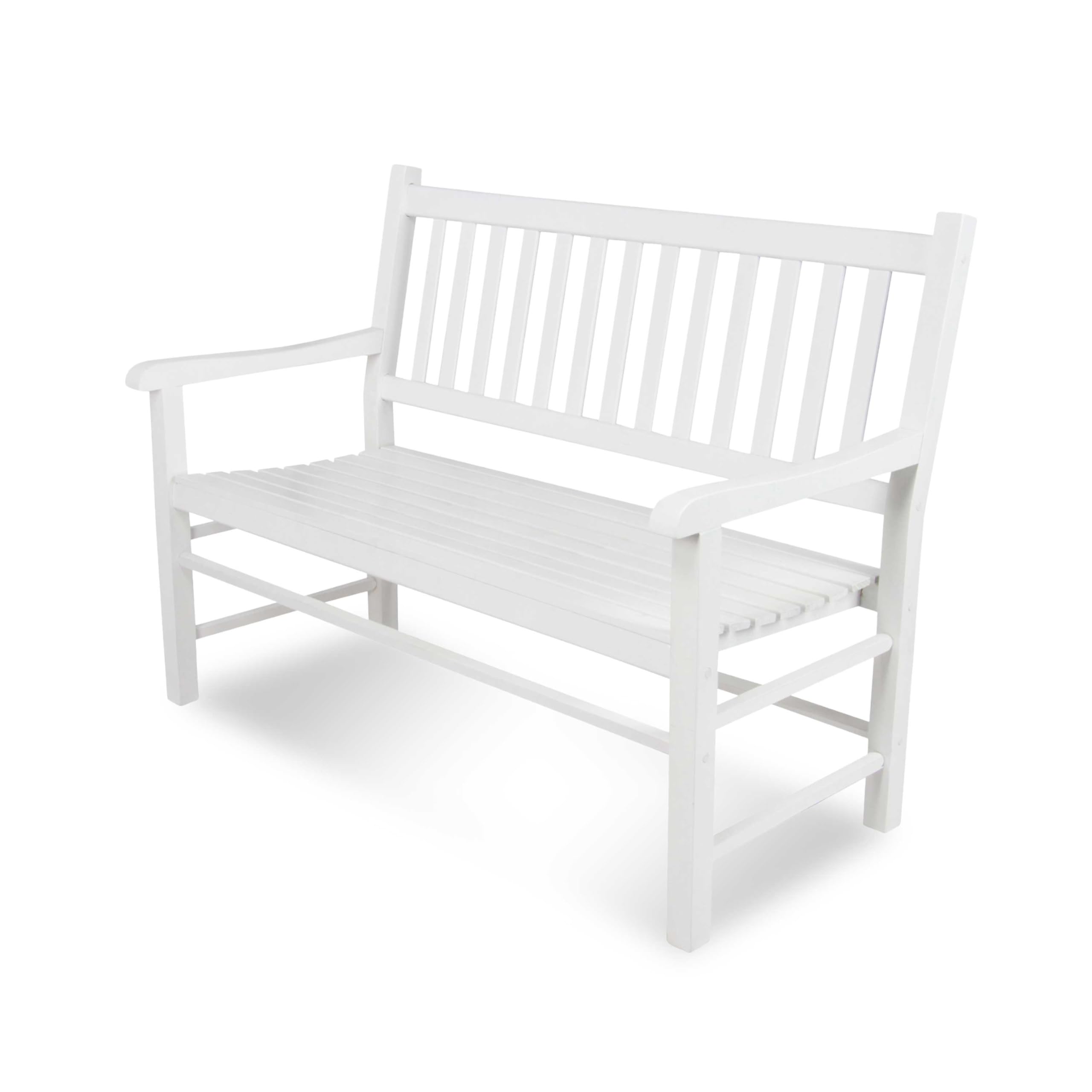 Eden Outdoor Wood Garden Bench for Front Porch, Entryway, 24.5" D x 48" W x 38.75" H, White