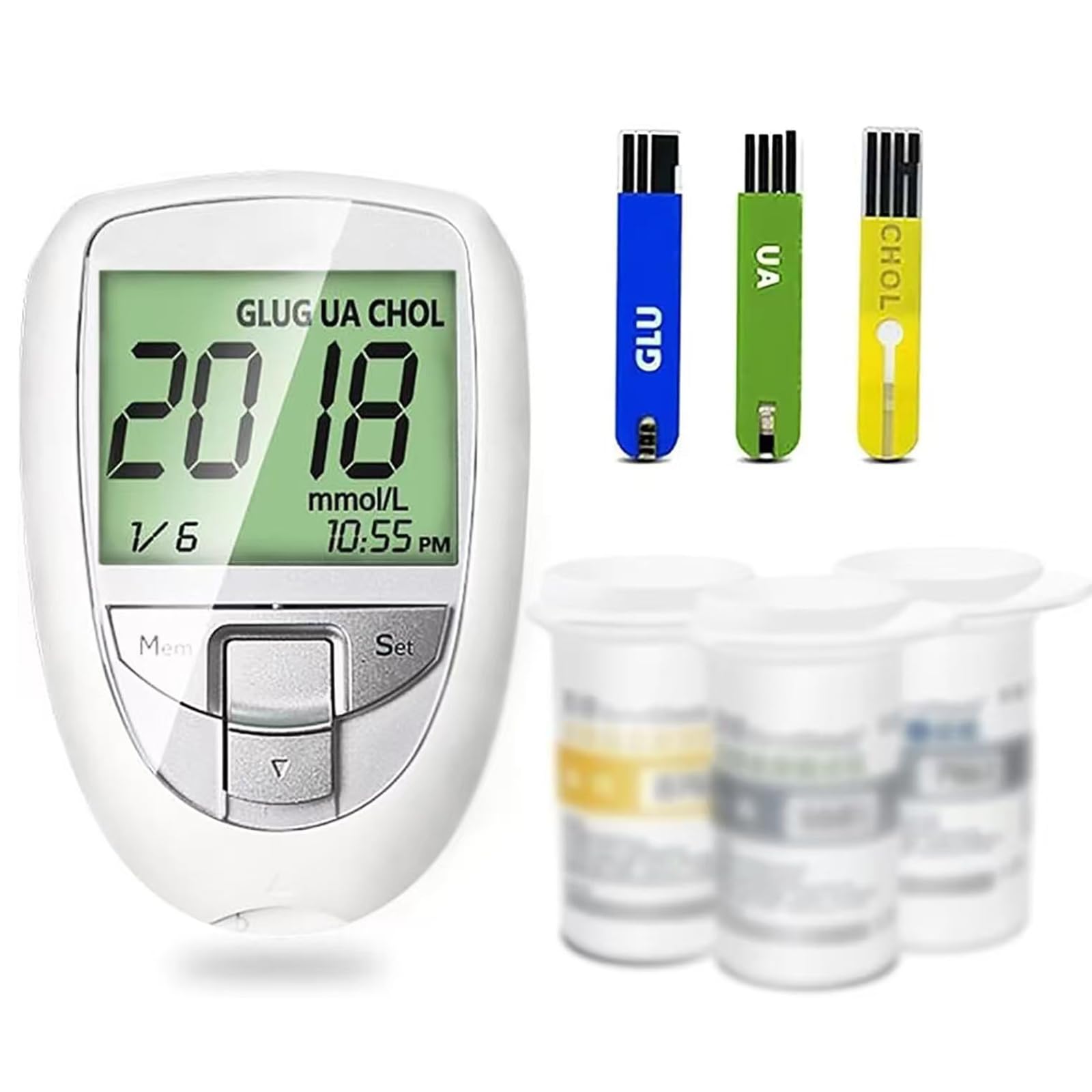 COYEUX Macchina Multifunzione per Test del Colesterolo Totale Dell'acido Urico del Glucosio 3 in 1, Kit per Il Test del Diabete, 50 Strisce Reattive per Zucchero nel Sangue, 25 Strisce di Acido Urico