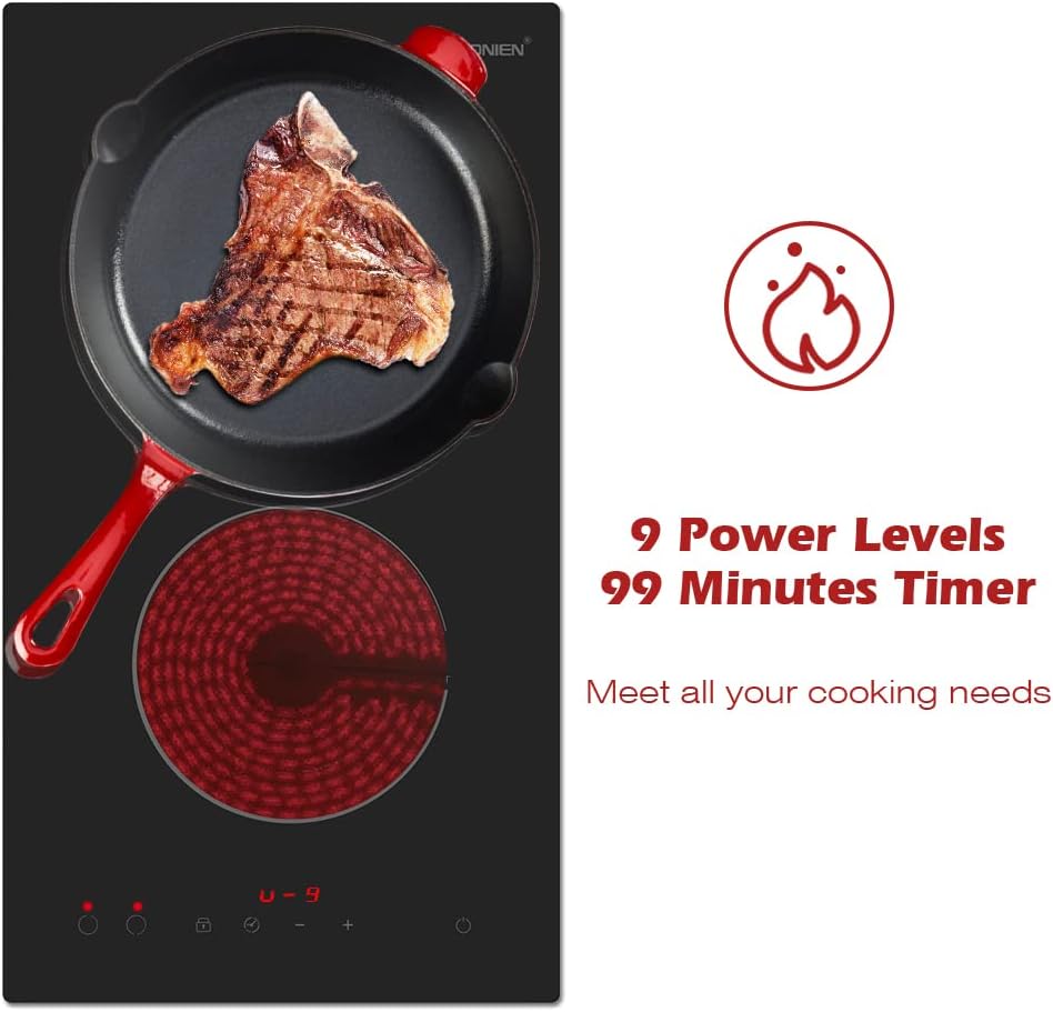 Review Product Electric Cooktop 2 Burners Built-in 12 Ceramic Cooktop GIONIEN Double Glass Cooktop Apartment Size Stove Countertop Burner with Hard Wire,220V~240V,3000W,GTM230T Weekly Top Sale Electric Cooktop 2 Burners Built-in 12 Ceramic Cooktop GIONIEN Double Glass Cooktop Apartment Size Stove Countertop Burner with Hard Wire,220V~240V,3000W,GTM230T