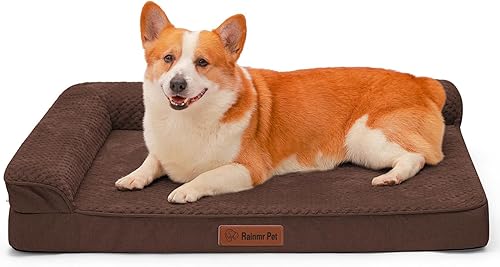 Cama ortopédica para perros de tamaño mediano, cama de espuma viscoelástica de 35 x 23 x 6 pulgadas para perros medianos, funda extraíble lavable,