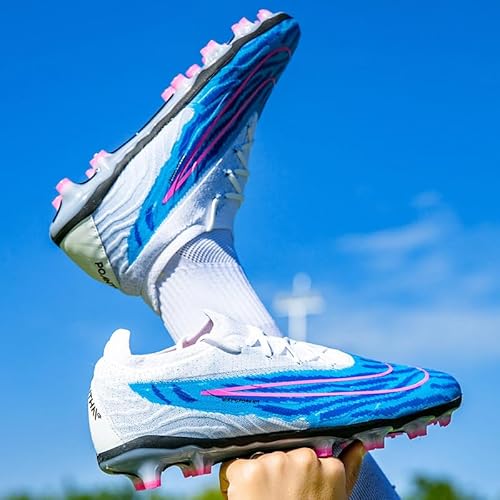 Chuteiras masculinas de futebol FG com sola para interior e exterior (azul, Adulto, 40, Numérico, BR