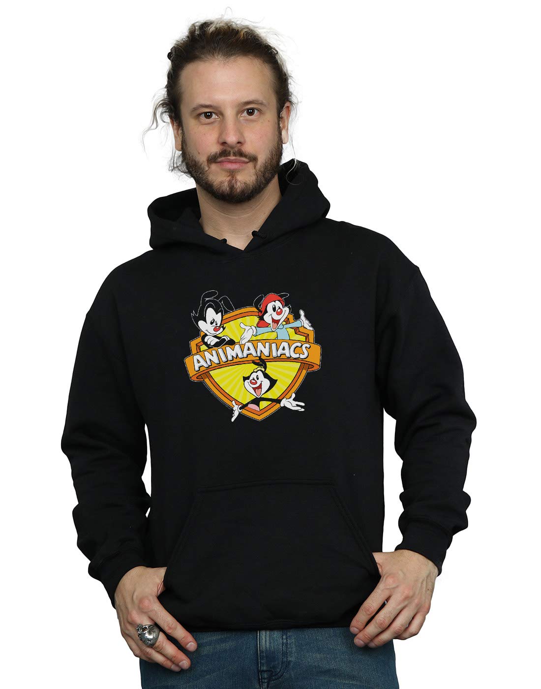Absolute Cult Men's Black Animaniacs Logo Crest Hoodie XXXXX-Large