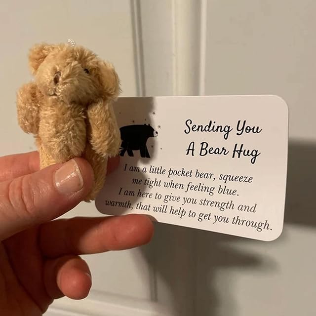 A Little Pocket Bear Hug Sending You a Bear Hug Card Bear Toy Cute Tiny Bear Pocket Hug Thinking Of You Gifts for Graduation Birthday Wedding