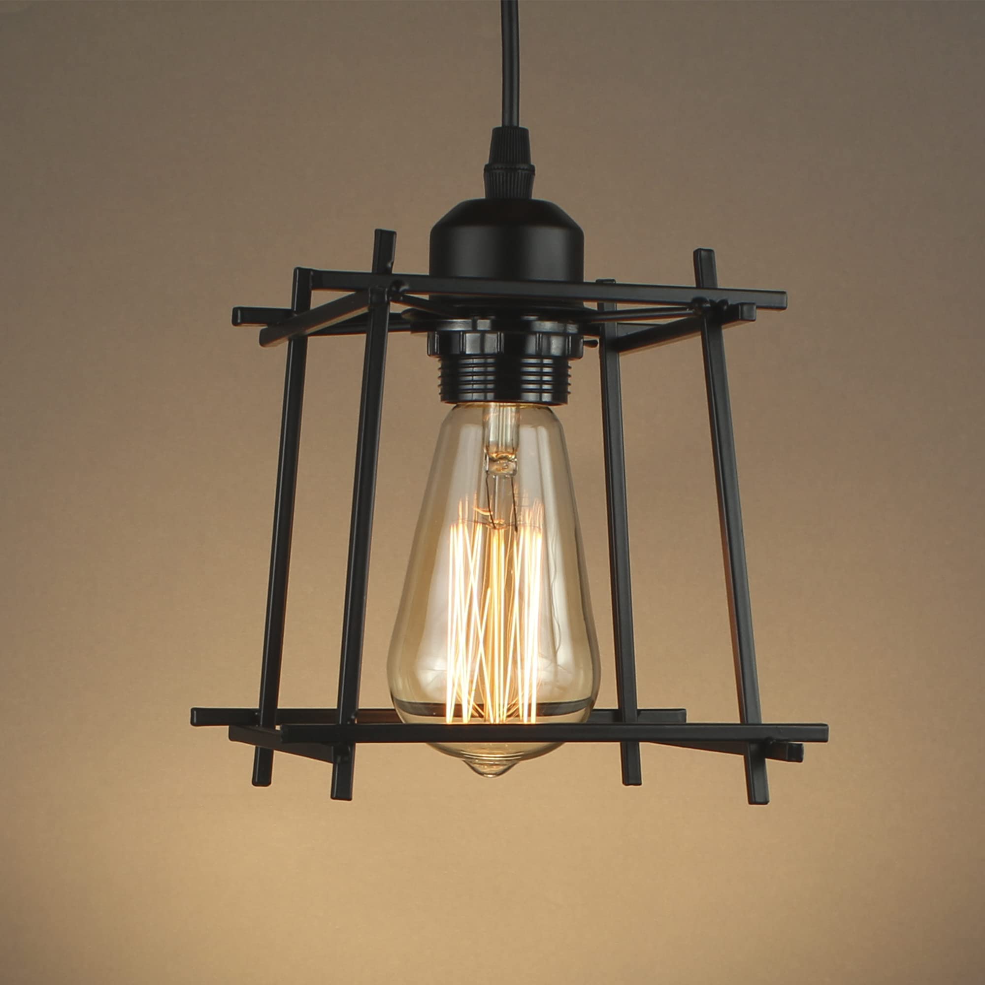 Ashfyn Ash Vintage Industrial Metal Cage Black Cafe Loft Bar Pendant Light Lamp Shade (Pendant Lights Only)