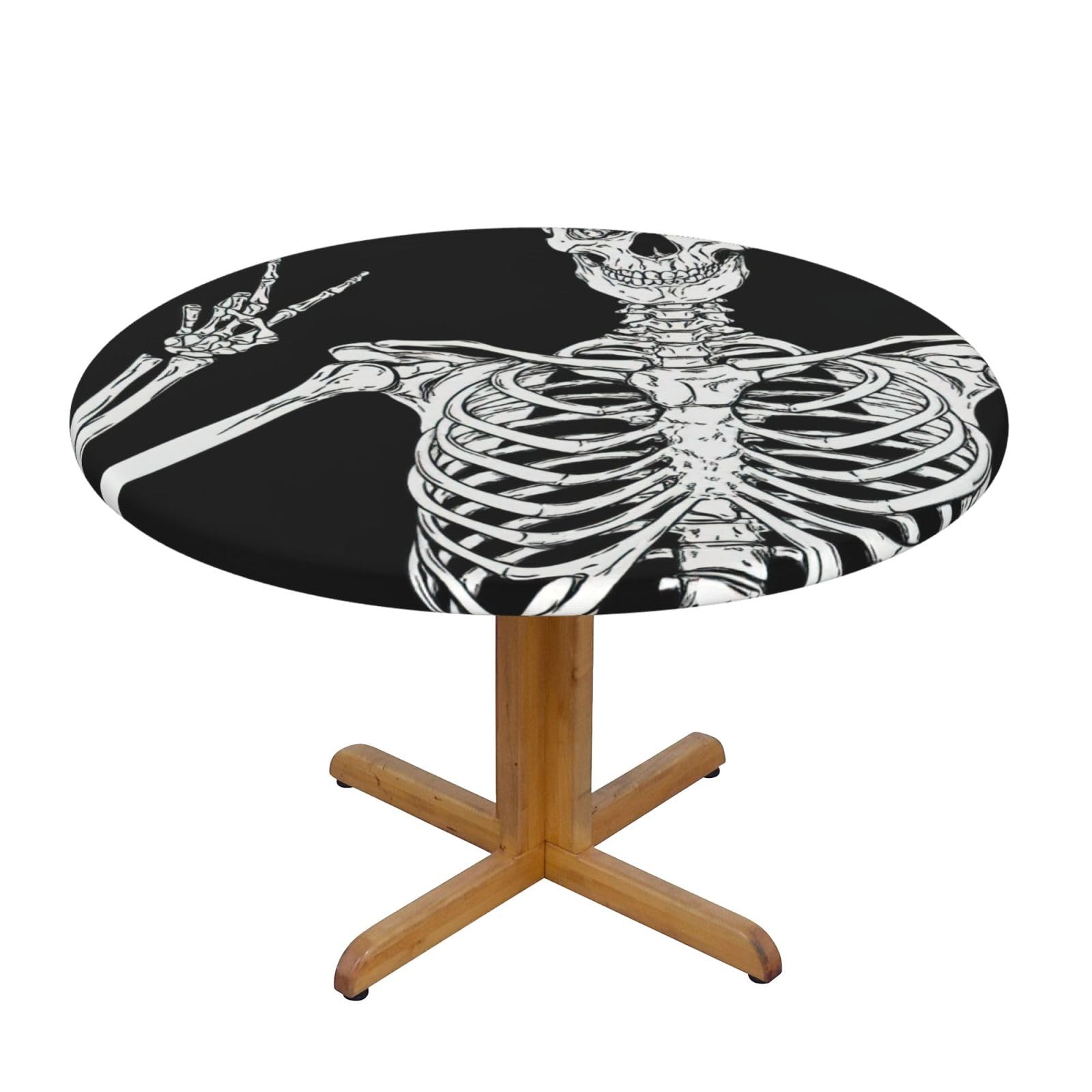 Skull Print Wipe Clean Oval Tablecloth Stain-Resistant Dining Table Accessories Table Protector For Home