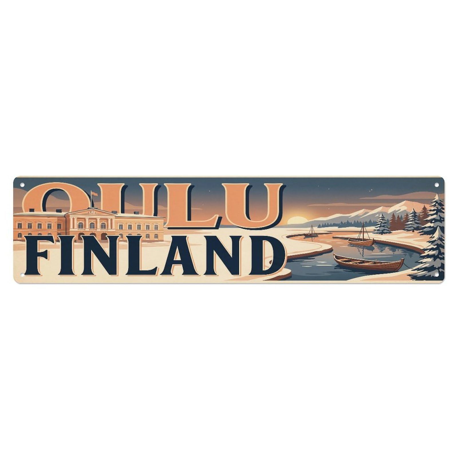 Tgrcjimh Style Metal Tin Sign Vintage Travel Oulu Finland