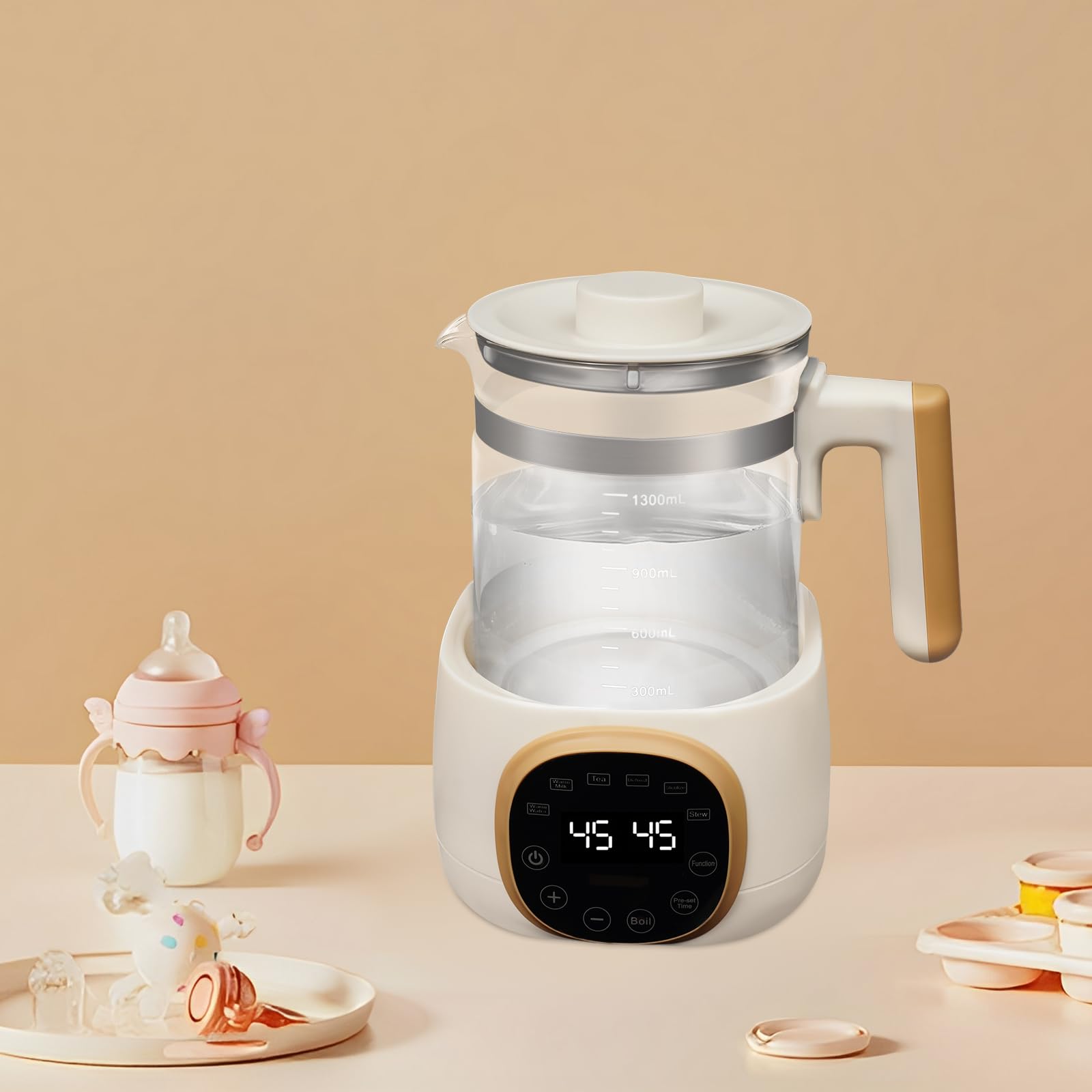 220 V, 600 W, scaldabiberon da 1,3 l, con protezione antincendio, controllo della temperatura e termostato per 72 ore, silenzioso, per alimenti per bambini, tè e caffè