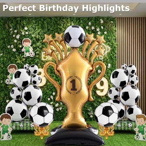 5 Pcs Soccer Balloons Party Decorations Set, Extra Large Trophy & World Cup Foil Balloons for Sports Theme Soccer Supplies/Birthday/Socoer Fans Party Decorations, 2026 World Cup Games Decor by HYXBT - Used condition - Image 4