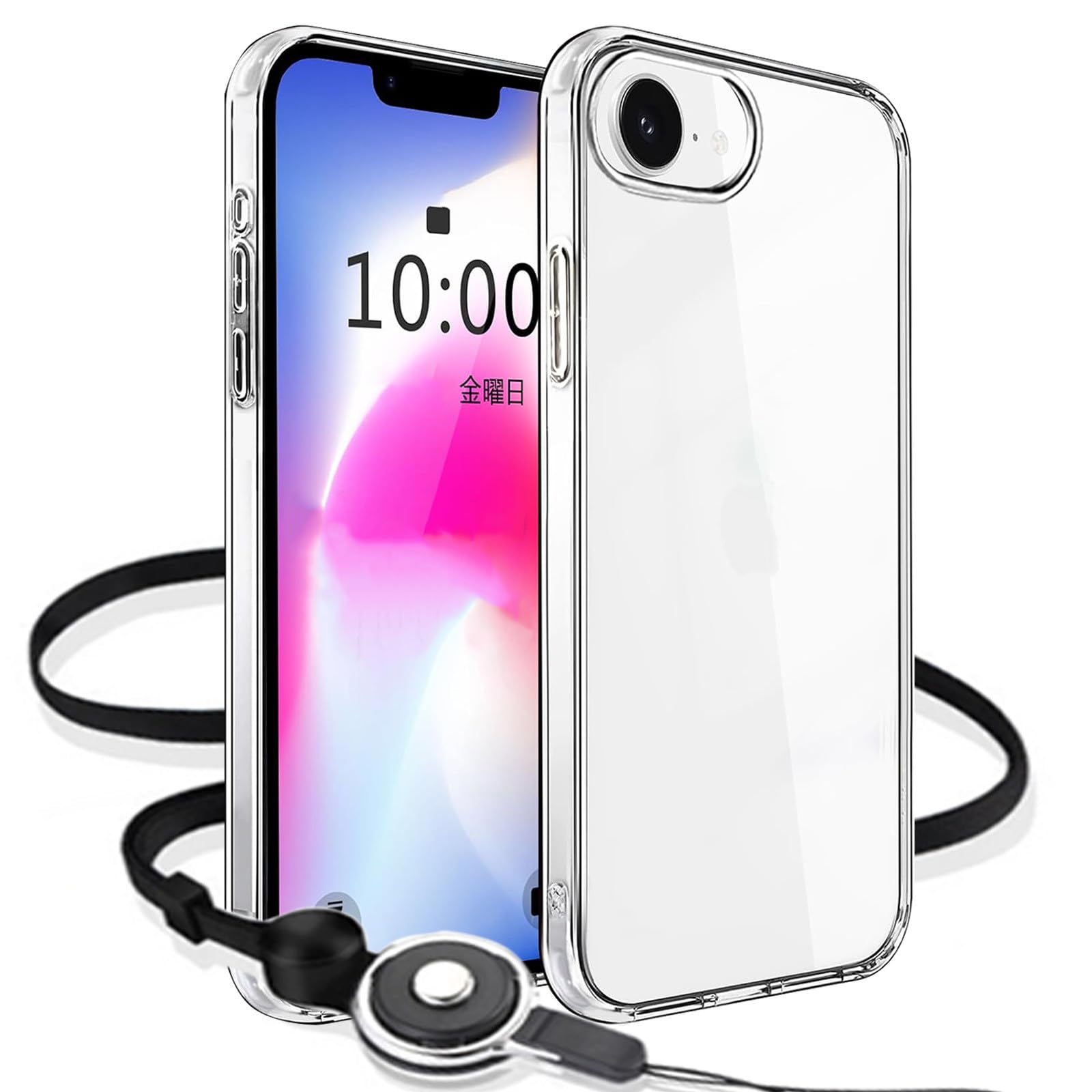 Amazon.co.jp: GOKIGIOD 適用 iPhone 16e ケース クリア 【 ストラップ