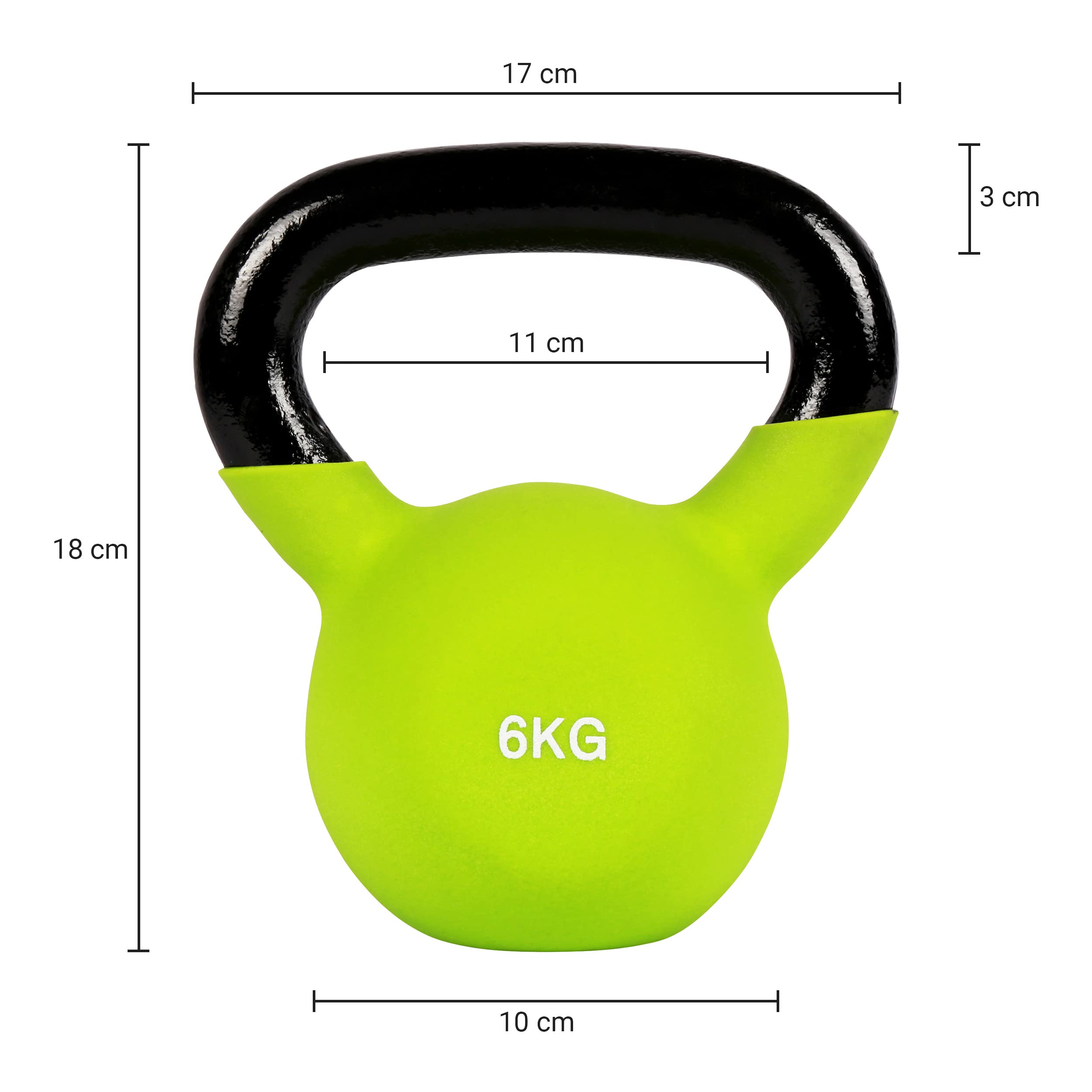 MSPORTS profesjonalne, neoprenowe hantle kettlebell, 2-30 kg, w zestawie Plakat z ćwiczeniami, hantle kettlebell 6 Kg - Grün
