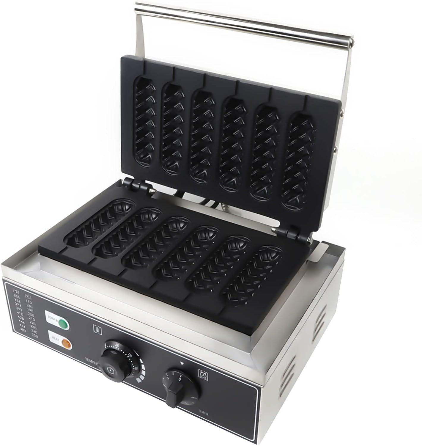 Waffle Stick Irons Non-Stick, Commercial 1500W Waffle Hot Dog Maker Flip Roller Grill Machine 122-482℉ Temp Control 110V