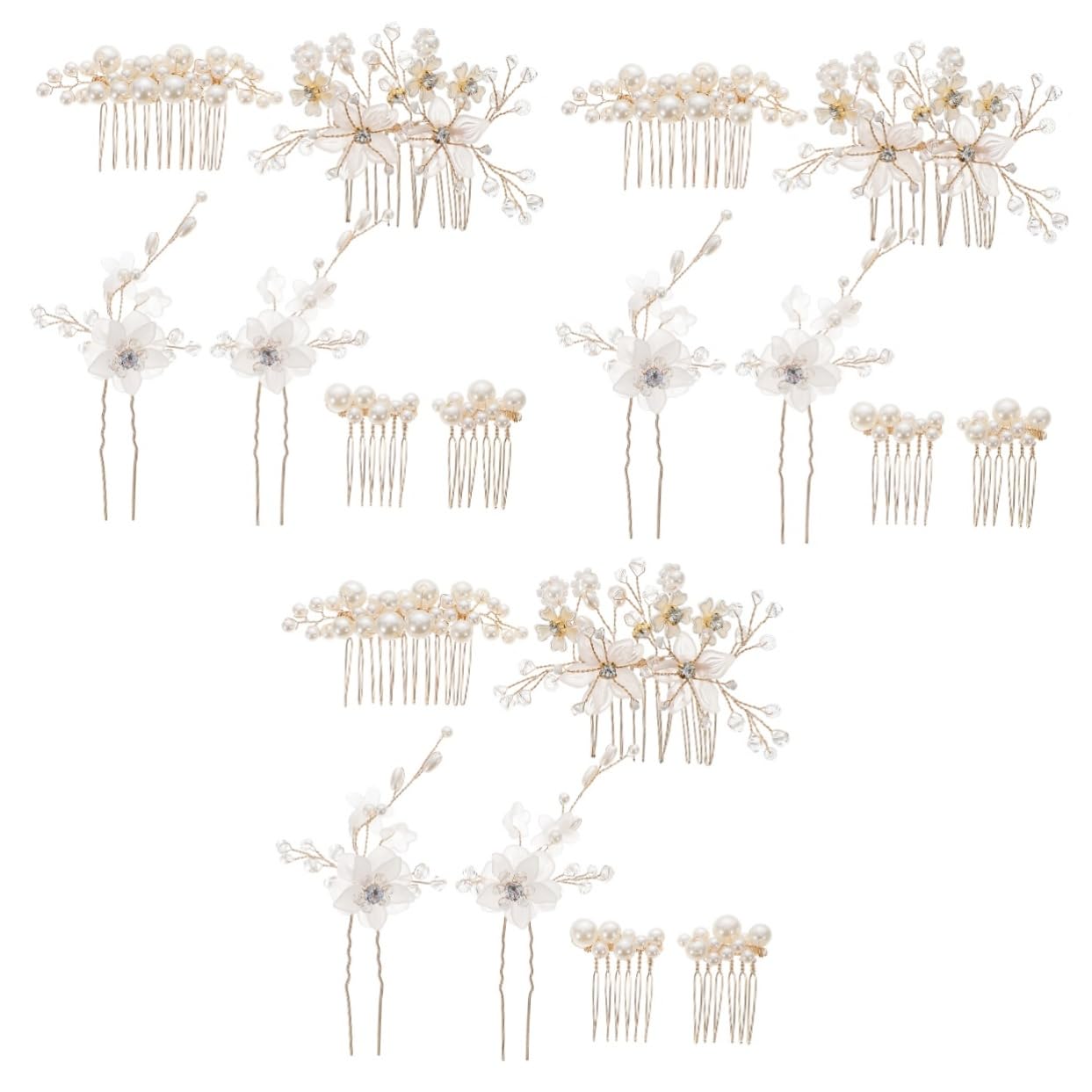FRCOLOR 18 Stk Braut Hochzeit Tiara Haarkämme Aus Kristallperlen Haarseitenkammclips in U-form Braut Haarnadeln Strass Schmuck Brautjungfer Kupferdraht Europäisch Und Amerikanisch