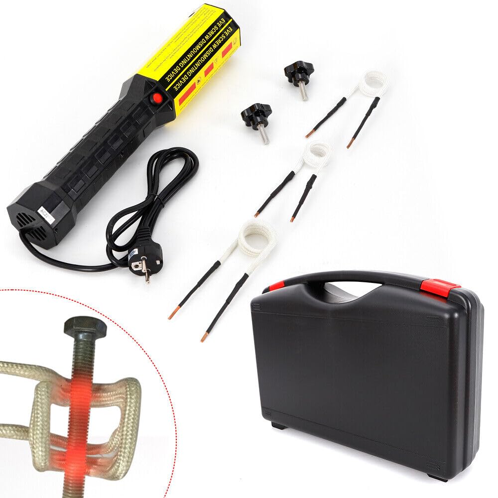 1000W Magnetische Induktionsheizung,220V Schraubenlöser,Handheld Flameless Magnetisches Induktionsheizer-Set mit 3 Spulen