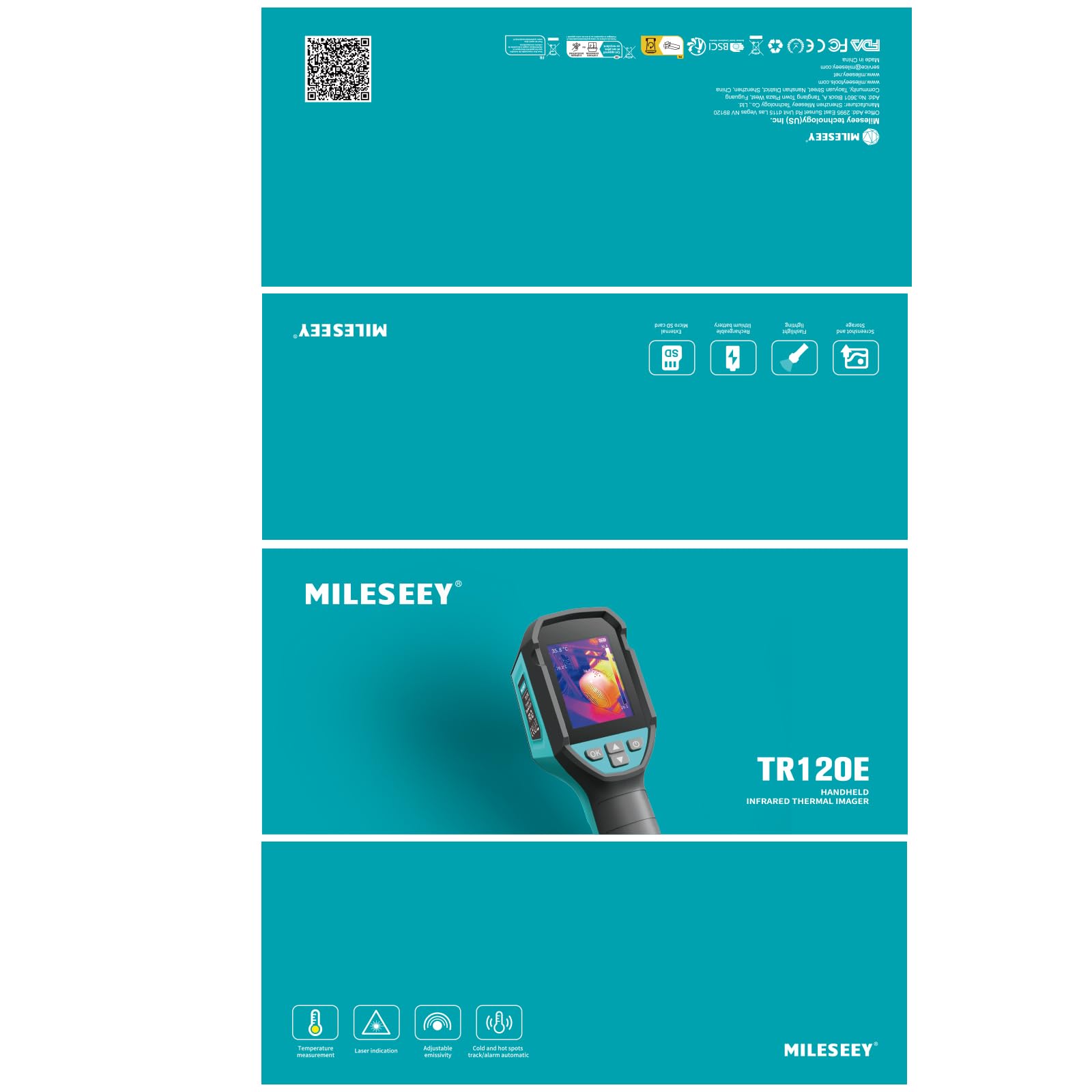 MiLESEEY TR120E Cámara Térmica Portátil, Admite Análisis de Software de PC | 3,5 Pulgadas Pantalla LCD, Recargable, 6 Paletas, con Seguimiento Automático de Frío y Puntos Calientes