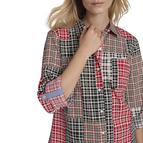 Image of Nautica Women's Button Front Long Sleeve Roll Tab Shirt