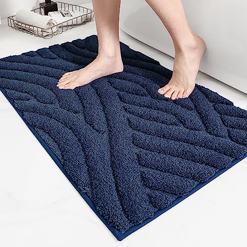 Color G Navy Blue Bathroom Rugs Absorbent Bath Mat For Shower, 16 X 24 Non Slip Bath Rugs For Bathroom, Soft Washable Bathmats Small Bathroom Floor Mat Microfiber Easy To Clean Quick Dry #TOP17
