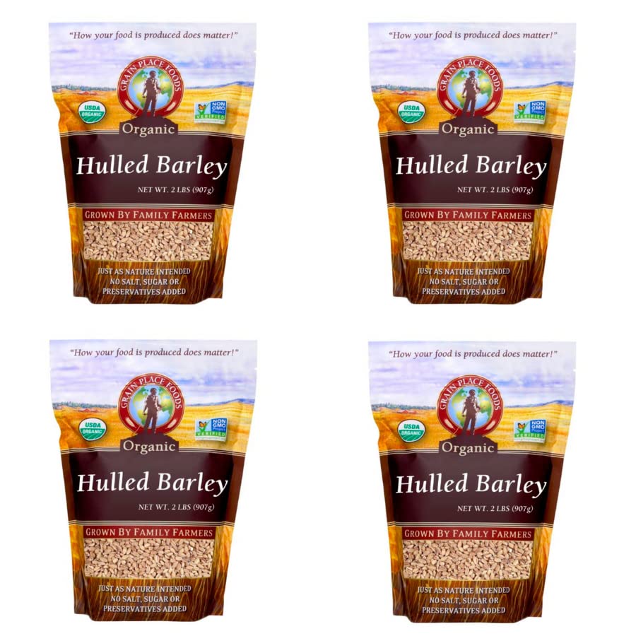 Grain Place Foods | Non-GMO Organic Hulled Barley | Made in USA | 2 lb Bag | 4-Pack
