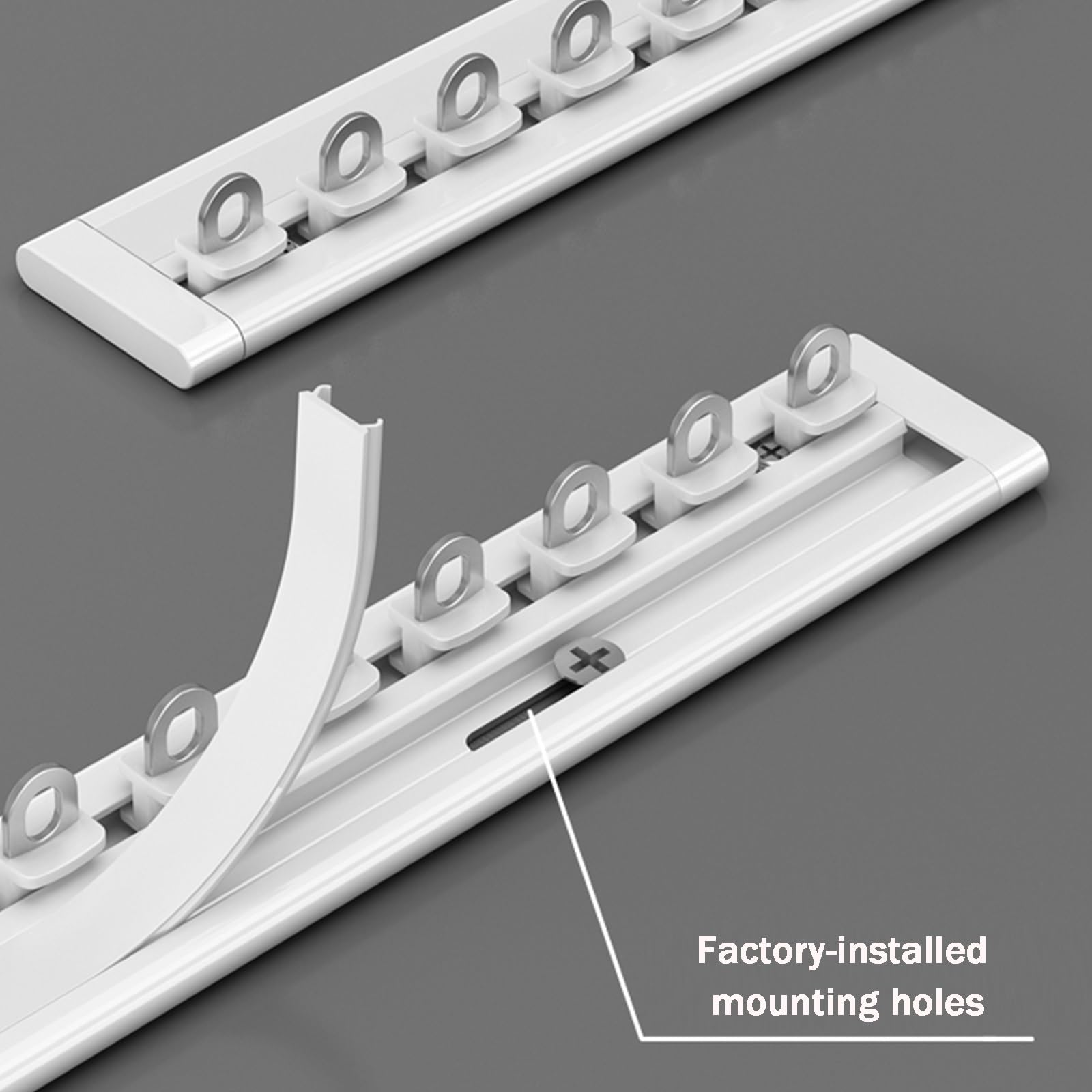 Support de tringle à rideaux auto-adhésif sans perçage pour plafond/mur sans dommage pour fenêtres, placards, salles de bains, installation facile, parfait pour la décoration de la maison 2,2 m