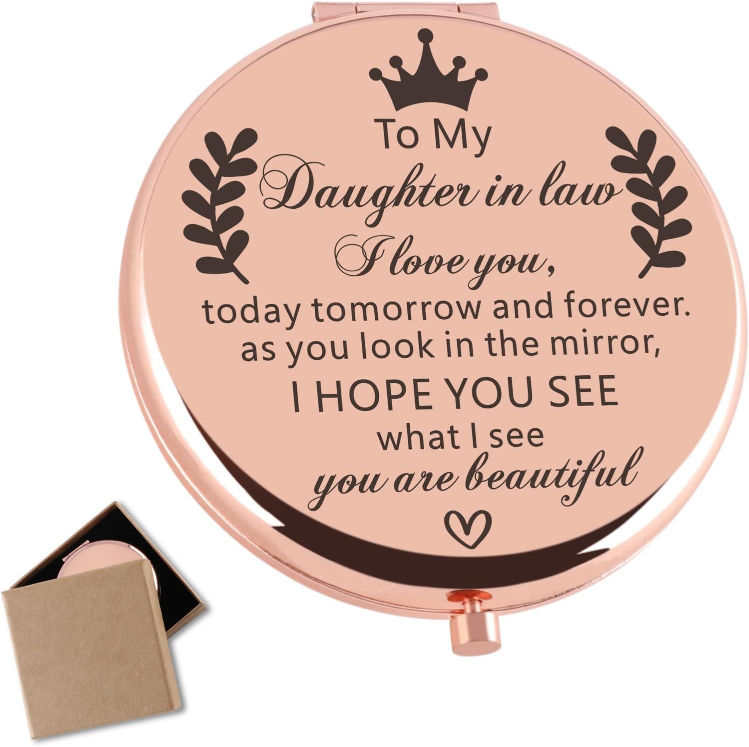 Daughter in Law Gifts from Mother in Law Rose Gold Compact Mirror Wedding Day Birthday for Daughter in Law Best Gifts for Daughter in Laws