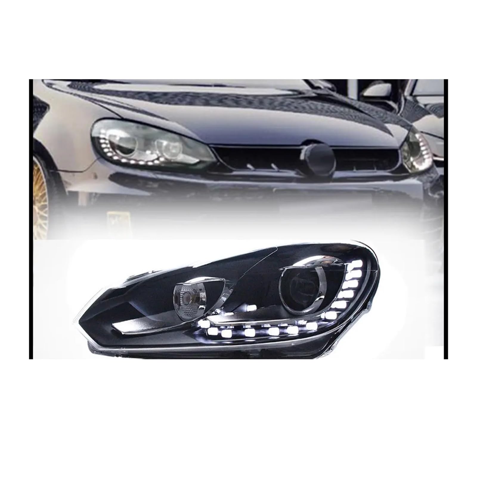 Faro anteriore compatibile con VW Golf 6 fari 2009 2010 2011 2012 fari Golf 6 R20 indicatori di direzione abbaglianti Angel Eye proiettore lente(LED bulbs)