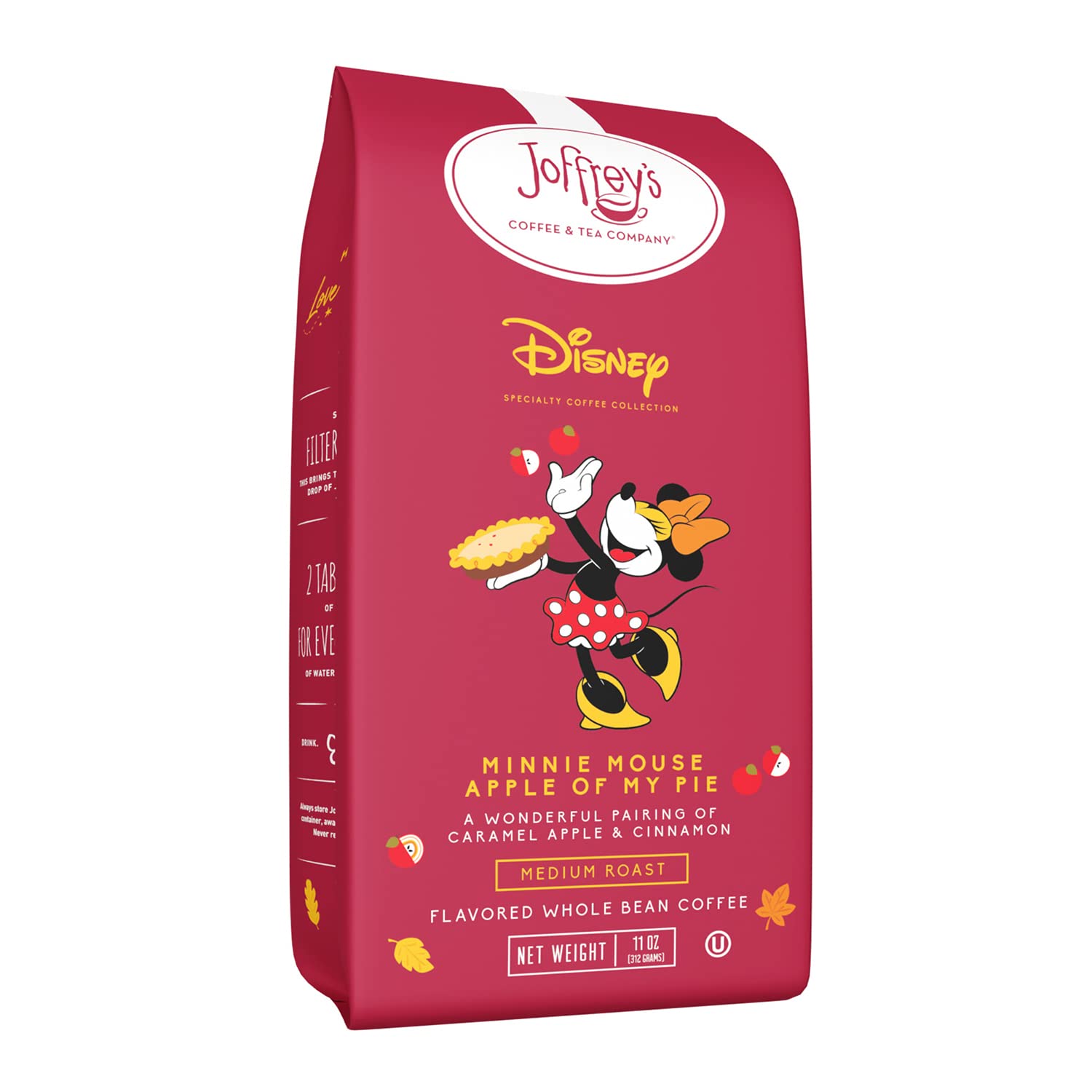 Joffrey's Coffee - Disney Apple Of My Pie, Disney Specialty Coffee Collection, Artisan Medium Roast, Arabica Coffee, Caramel, Apple & Cinnamon Flavored, Brew or French Press (Whole Bean, 11 oz)