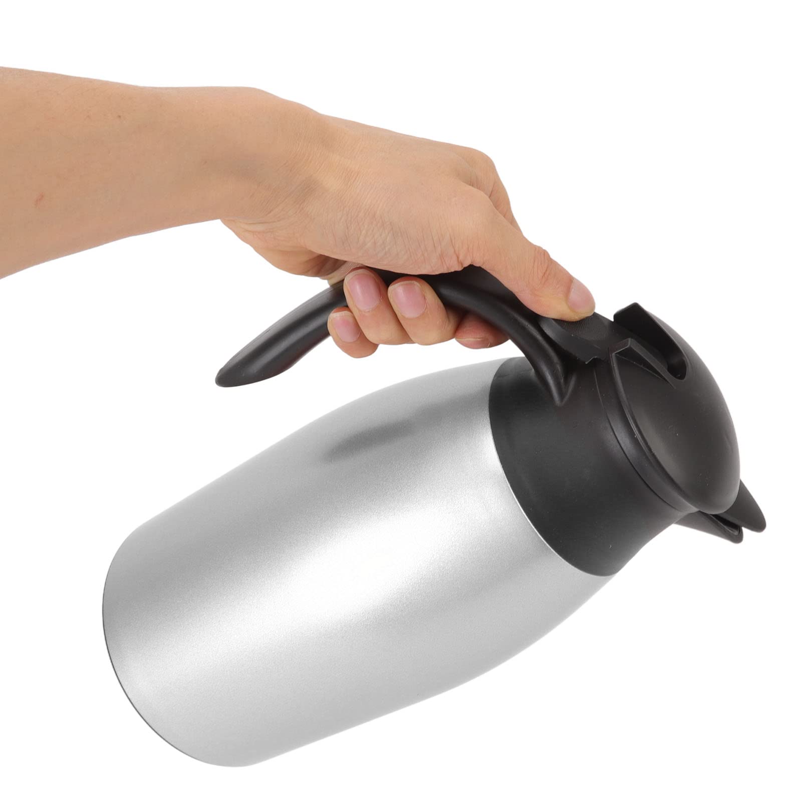 2 Litri Caraffa Termica per Caffè, Caffettiera Sottovuoto Isolante in Acciaio Inossidabile, Brocca Isolante per Caffè, Tè, Bevande e altre Bevande Calde e Fredde(Argento)